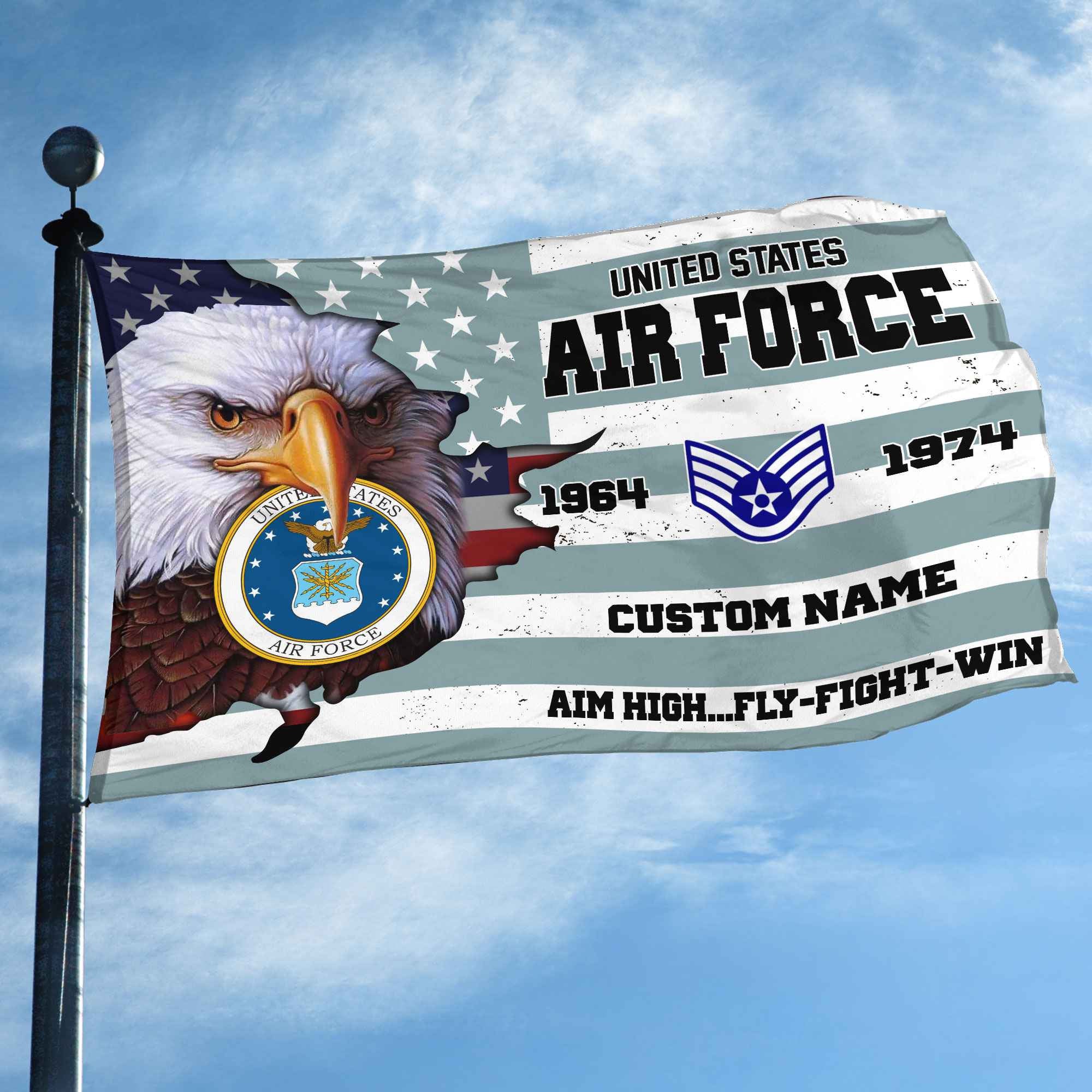 Premium Custom USAF Grommet Flag VPVC108704, Gifts For Air Force Veteran, Best Gifts On Father's Day, Armed Forces Day, Independence Day, Veterans Day.