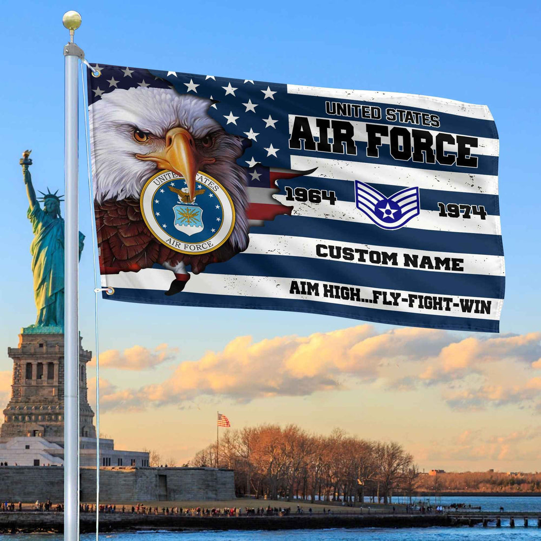 Premium Custom USAF Grommet Flag VPVC108712, Gifts For Air Force Veteran, Best Gifts On Father's Day, Armed Forces Day, Independence Day, Veterans Day.