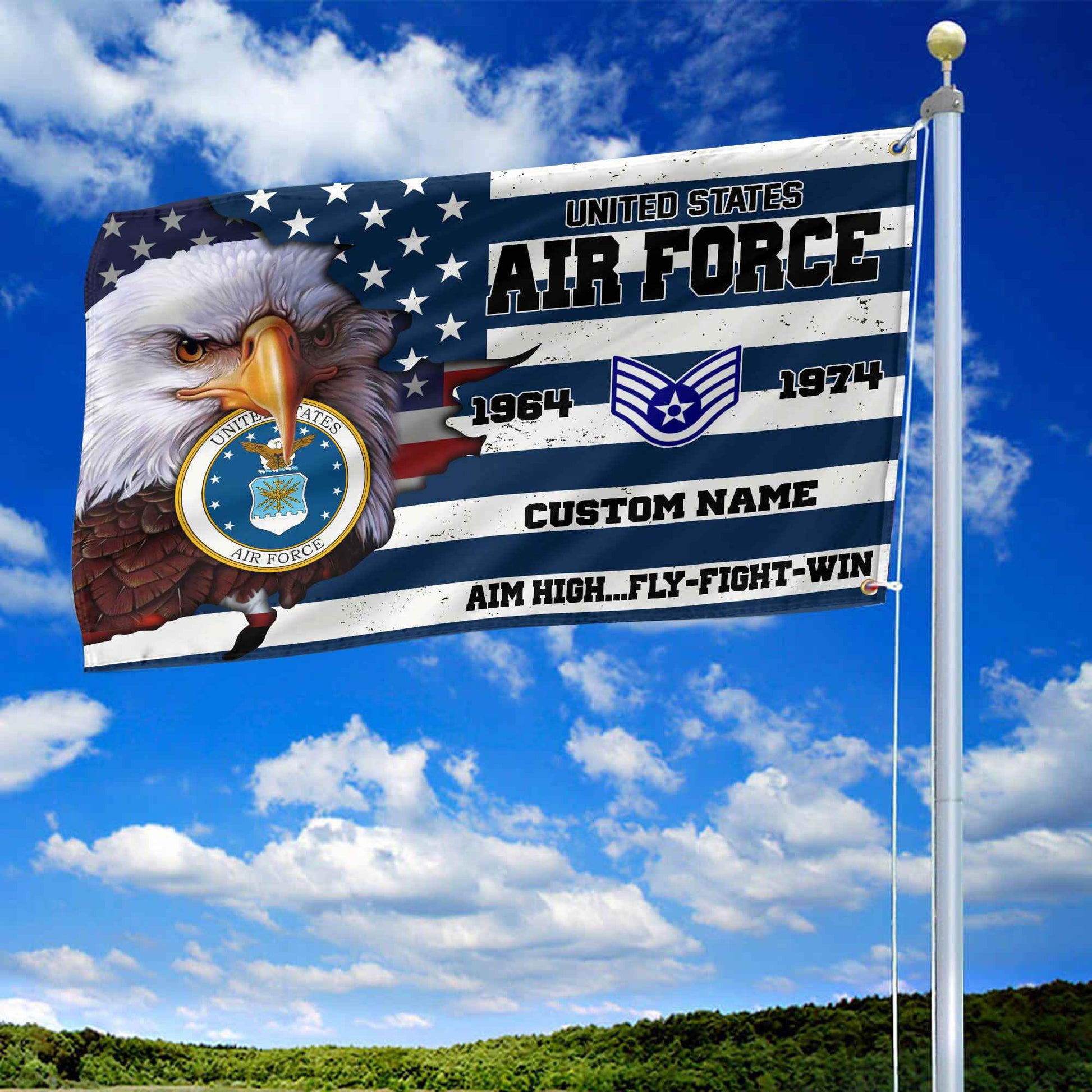 Premium Custom USAF Grommet Flag VPVC108712, Gifts For Air Force Veteran, Best Gifts On Father's Day, Armed Forces Day, Independence Day, Veterans Day.