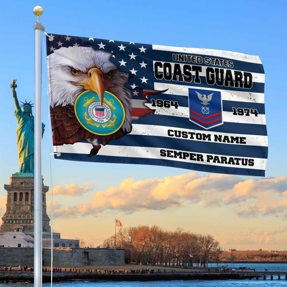 Premium Custom USCG Grommet Flag VPVC108705, Gifts For Coast Guard Veteran, Best Gifts On Father's Day, Armed Forces Day, Independence Day, Veterans Day.