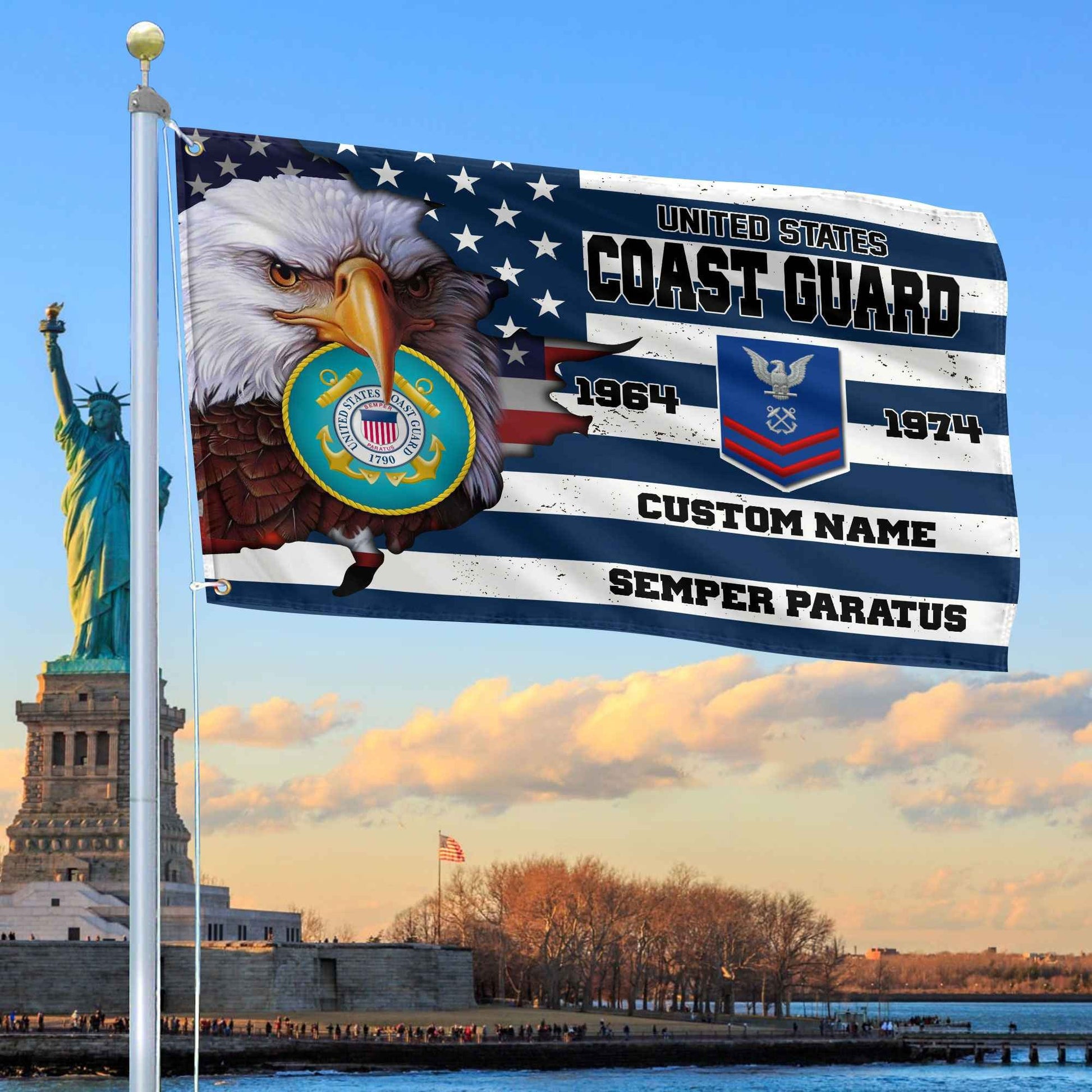 Premium Custom USCG Grommet Flag VPVC108705, Gifts For Coast Guard Veteran, Best Gifts On Father's Day, Armed Forces Day, Independence Day, Veterans Day.