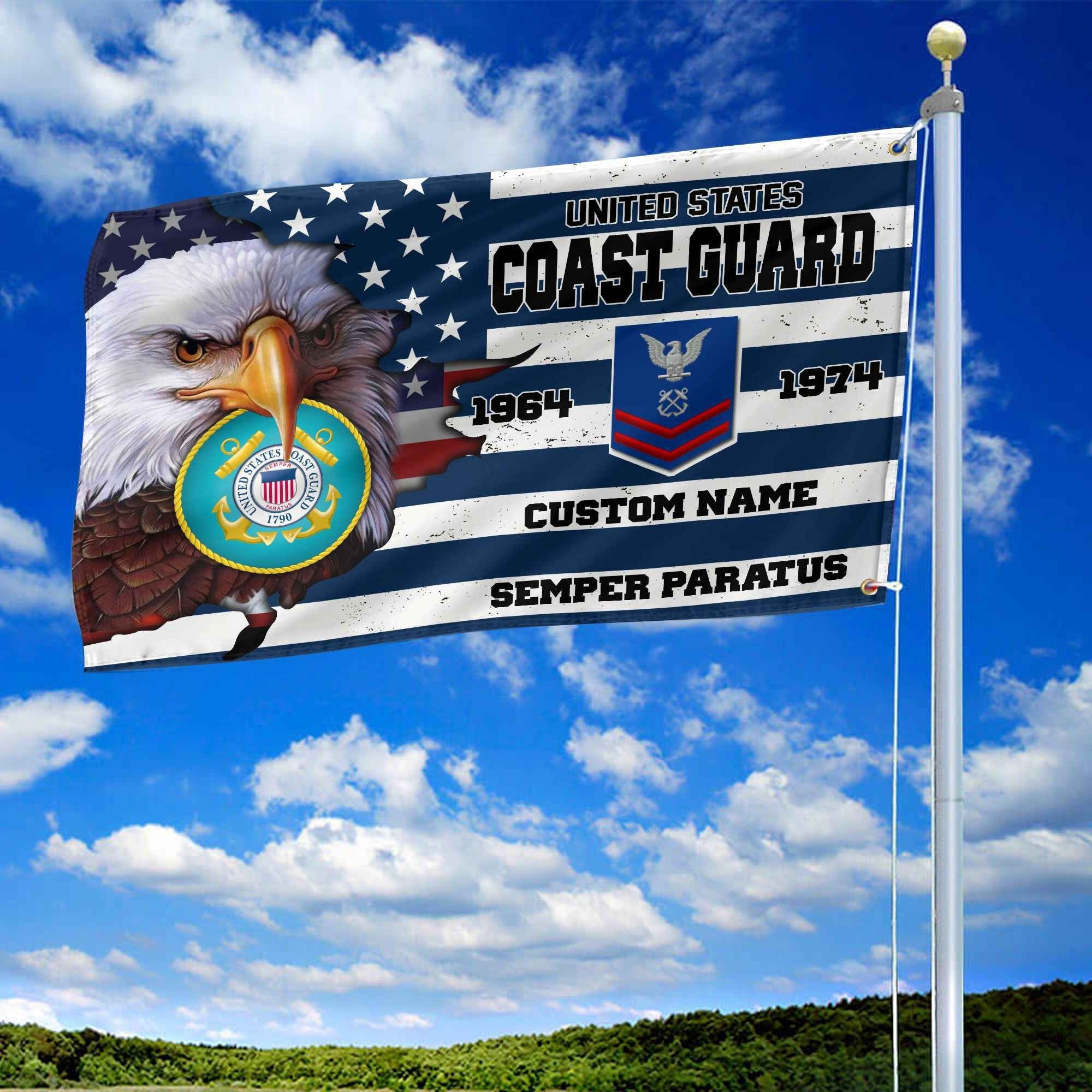Premium Custom USCG Grommet Flag VPVC108705, Gifts For Coast Guard Veteran, Best Gifts On Father's Day, Armed Forces Day, Independence Day, Veterans Day.