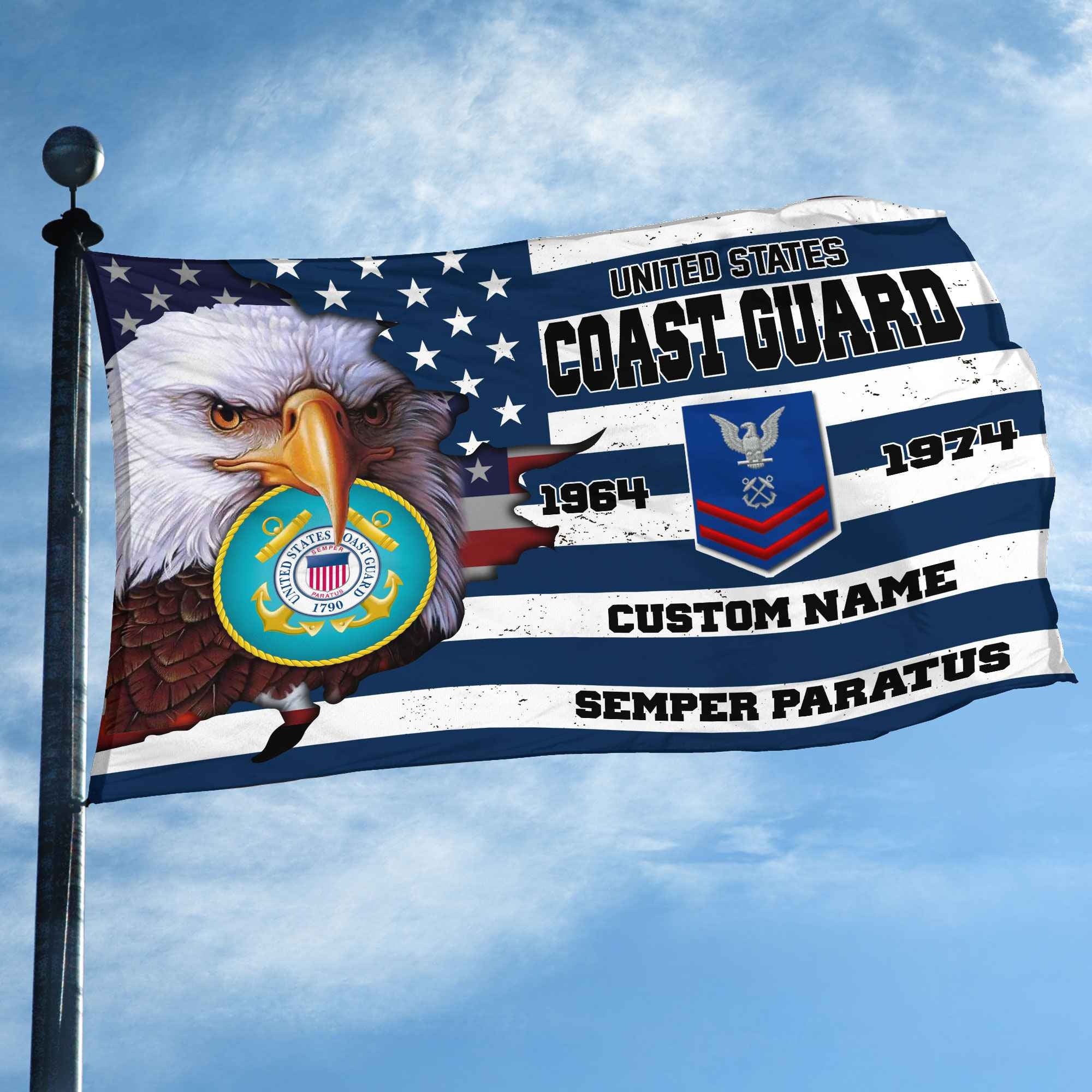 Premium Custom USCG Grommet Flag VPVC108705, Gifts For Coast Guard Veteran, Best Gifts On Father's Day, Armed Forces Day, Independence Day, Veterans Day.