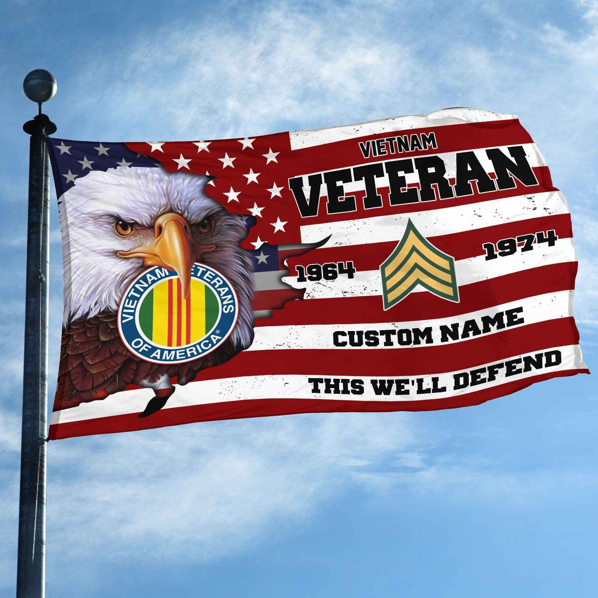 Premium Custom Vietnam Veteran Grommet Flag VPVC108706, Gifts For Vietnam Veteran, Best Gifts On Father's Day, Armed Forces Day, Independence Day, Veterans Day.