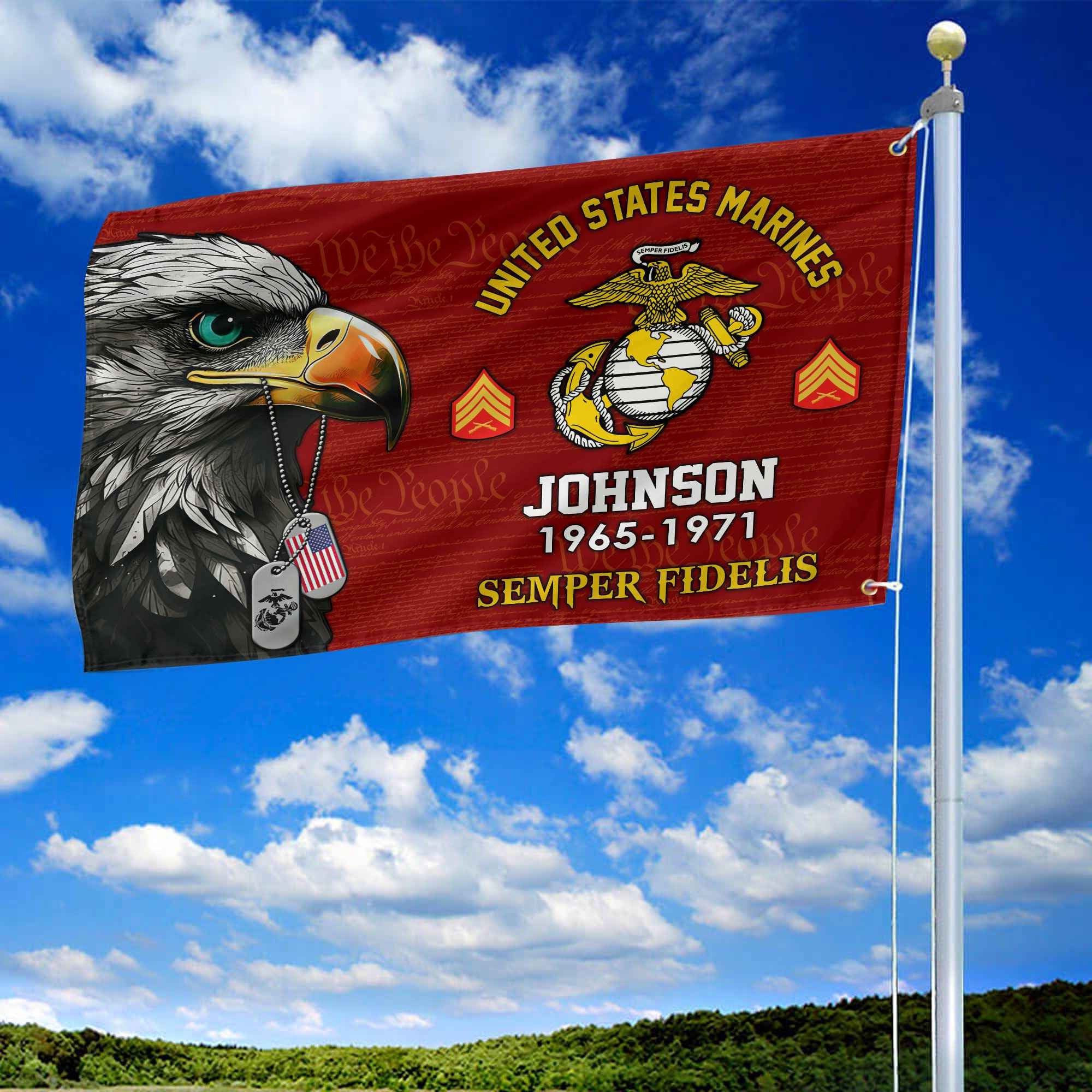 USMC Custom Grommet Flag VPVC108803, Gifts For Marine Veteran, Best Gifts On Father's Day, Armed Forces Day, Independence Day, Veterans Day.