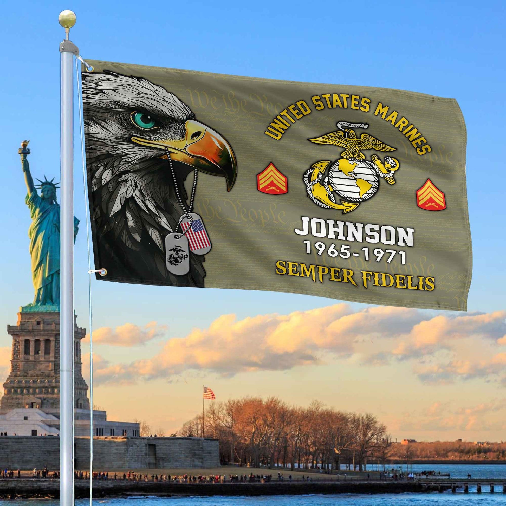 USMC Custom Grommet Flag VPVC108811, Gifts For Marine Veteran, Best Gifts On Father's Day, Armed Forces Day, Independence Day, Veterans Day.