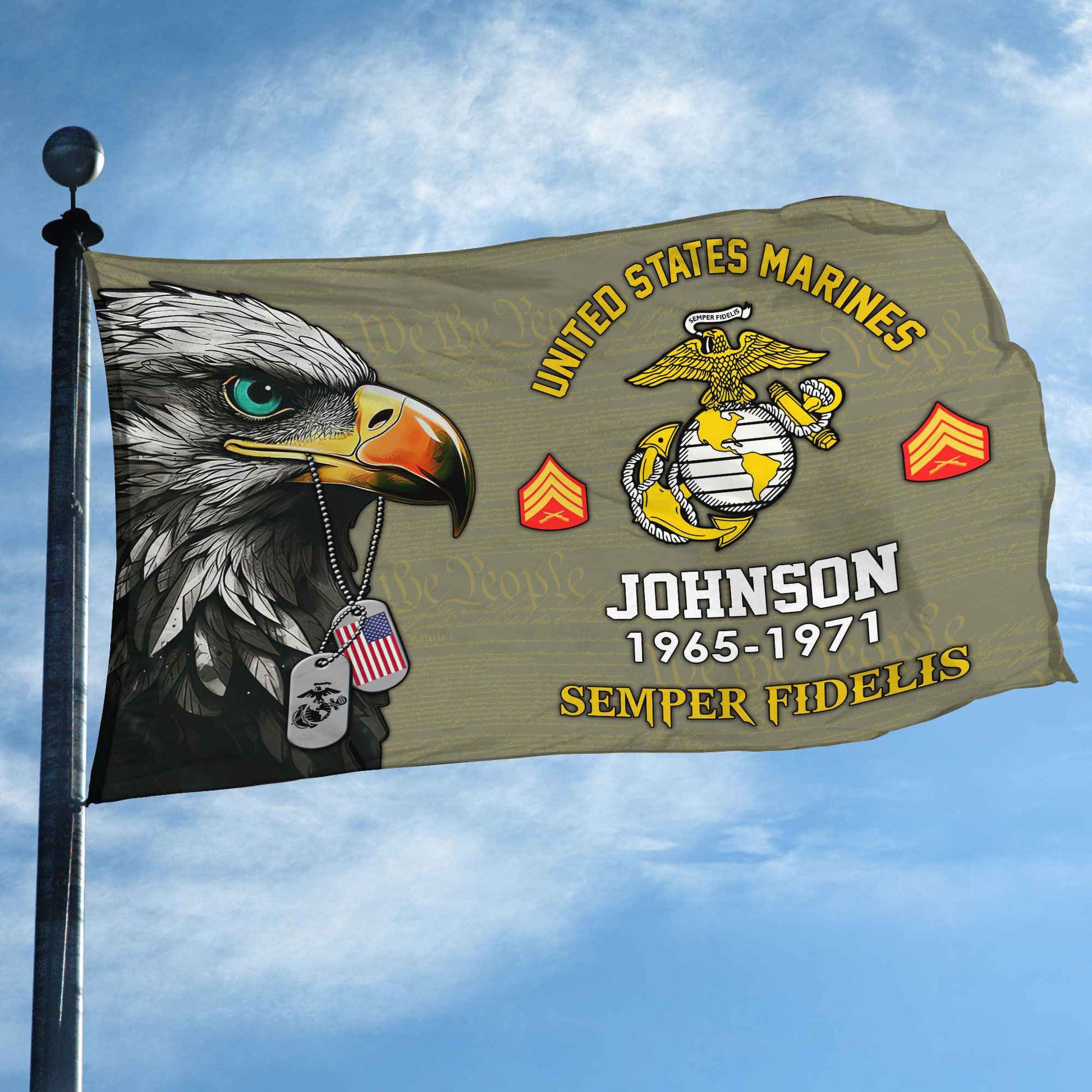 USMC Custom Grommet Flag VPVC108811, Gifts For Marine Veteran, Best Gifts On Father's Day, Armed Forces Day, Independence Day, Veterans Day.