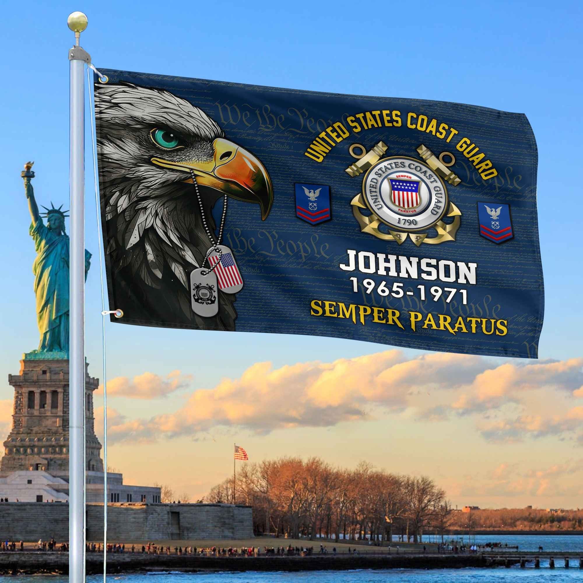 USCG Custom Grommet Flag VPVC108805, Gifts For Coast Guard Veteran, Best Gifts On Father's Day, Armed Forces Day, Independence Day, Veterans Day.