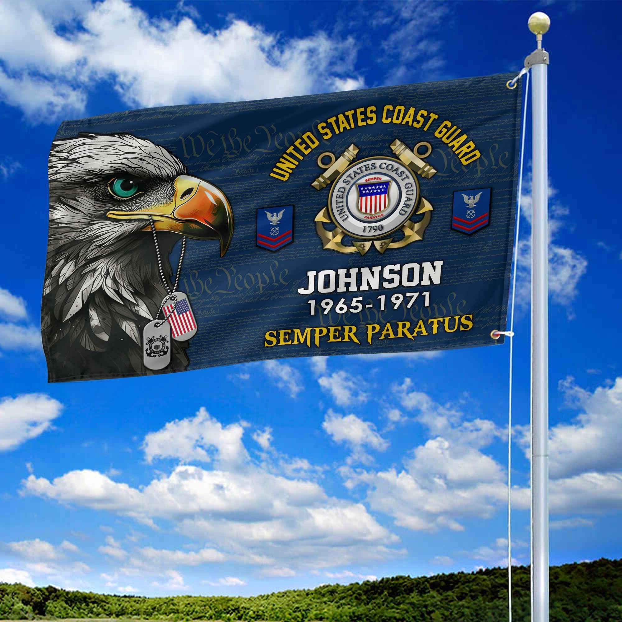 USCG Custom Grommet Flag VPVC108805, Gifts For Coast Guard Veteran, Best Gifts On Father's Day, Armed Forces Day, Independence Day, Veterans Day.