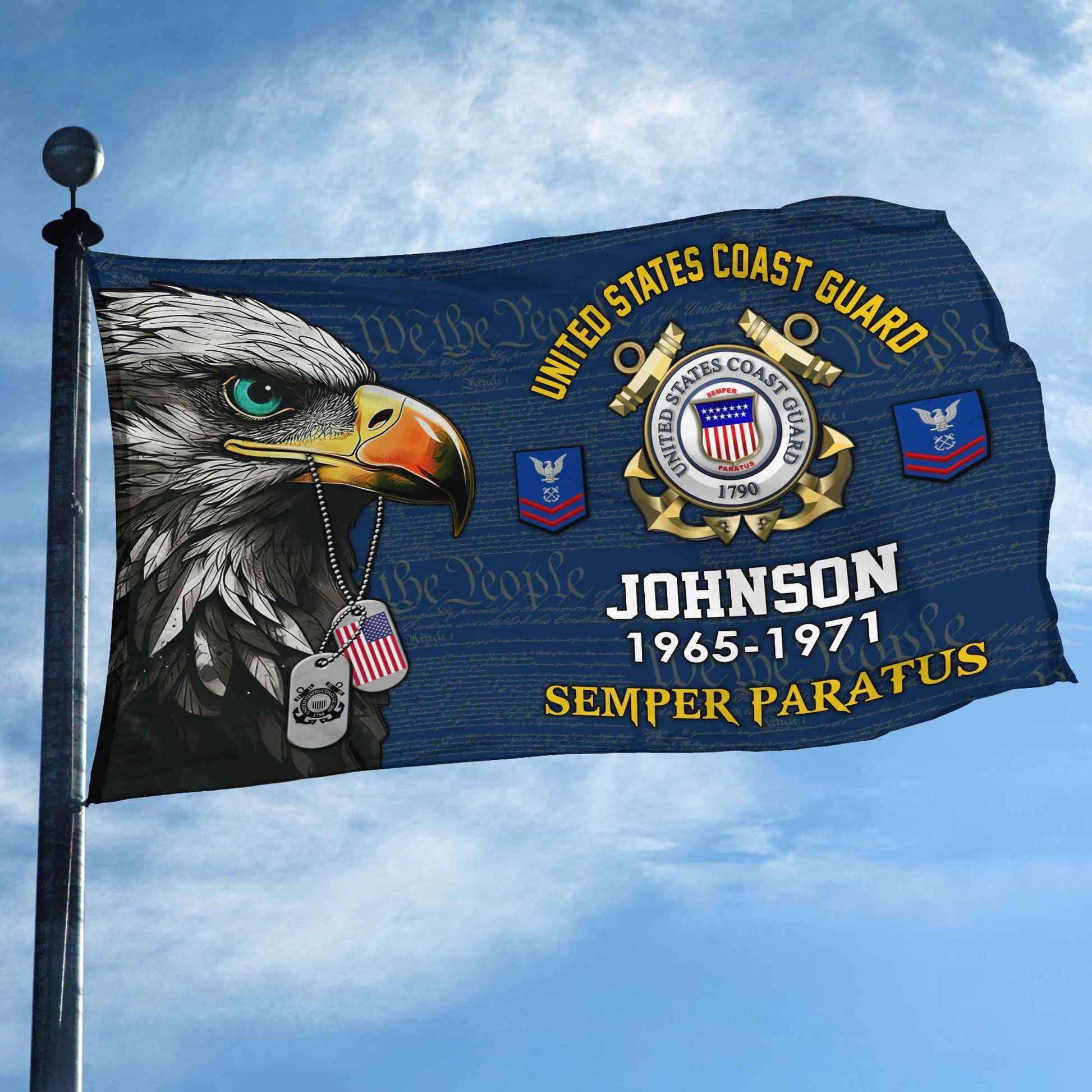 USCG Custom Grommet Flag VPVC108805, Gifts For Coast Guard Veteran, Best Gifts On Father's Day, Armed Forces Day, Independence Day, Veterans Day.