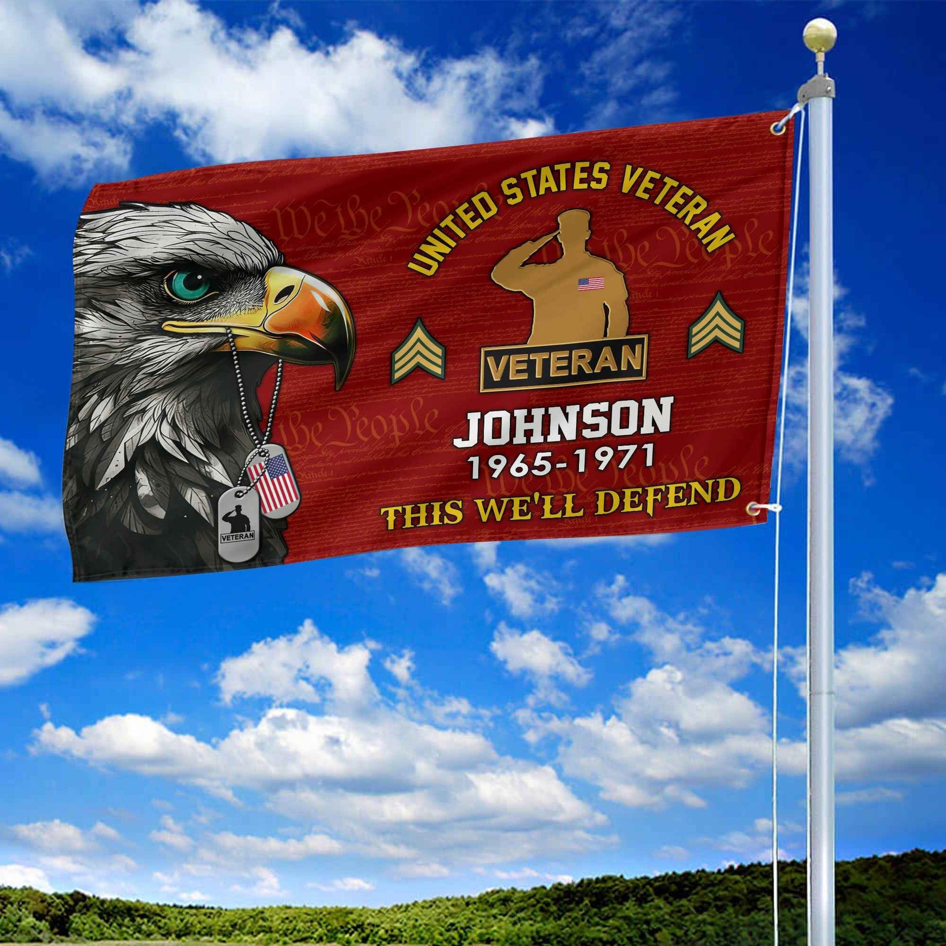 US Veteran Custom Grommet Flag VPVC108807, Gifts For US Veteran, Best Gifts On Father's Day, Armed Forces Day, Independence Day, Veterans Day.