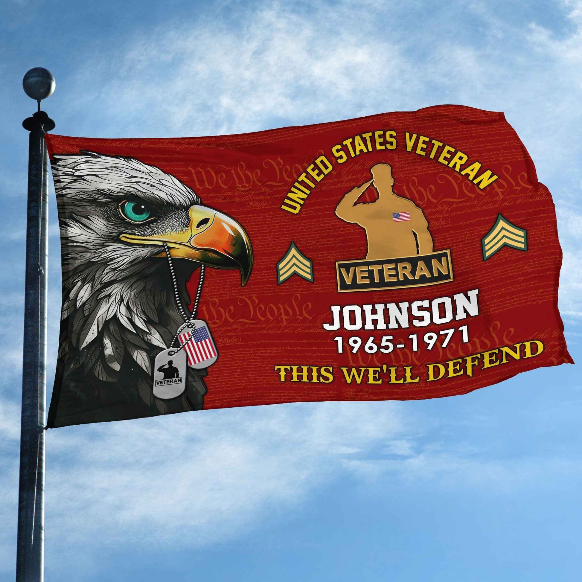 US Veteran Custom Grommet Flag VPVC108807, Gifts For US Veteran, Best Gifts On Father's Day, Armed Forces Day, Independence Day, Veterans Day.