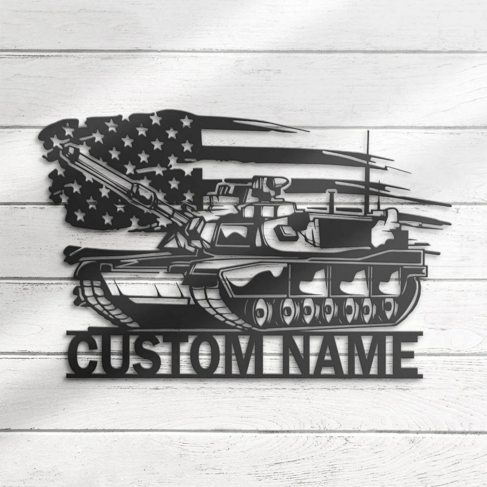 Premium Custom US Veteran Metal Signs VPVC901010, Custom US Tank Soldier Military Metal Wall Art Personalized Metal Name Sign Gift for Veteran