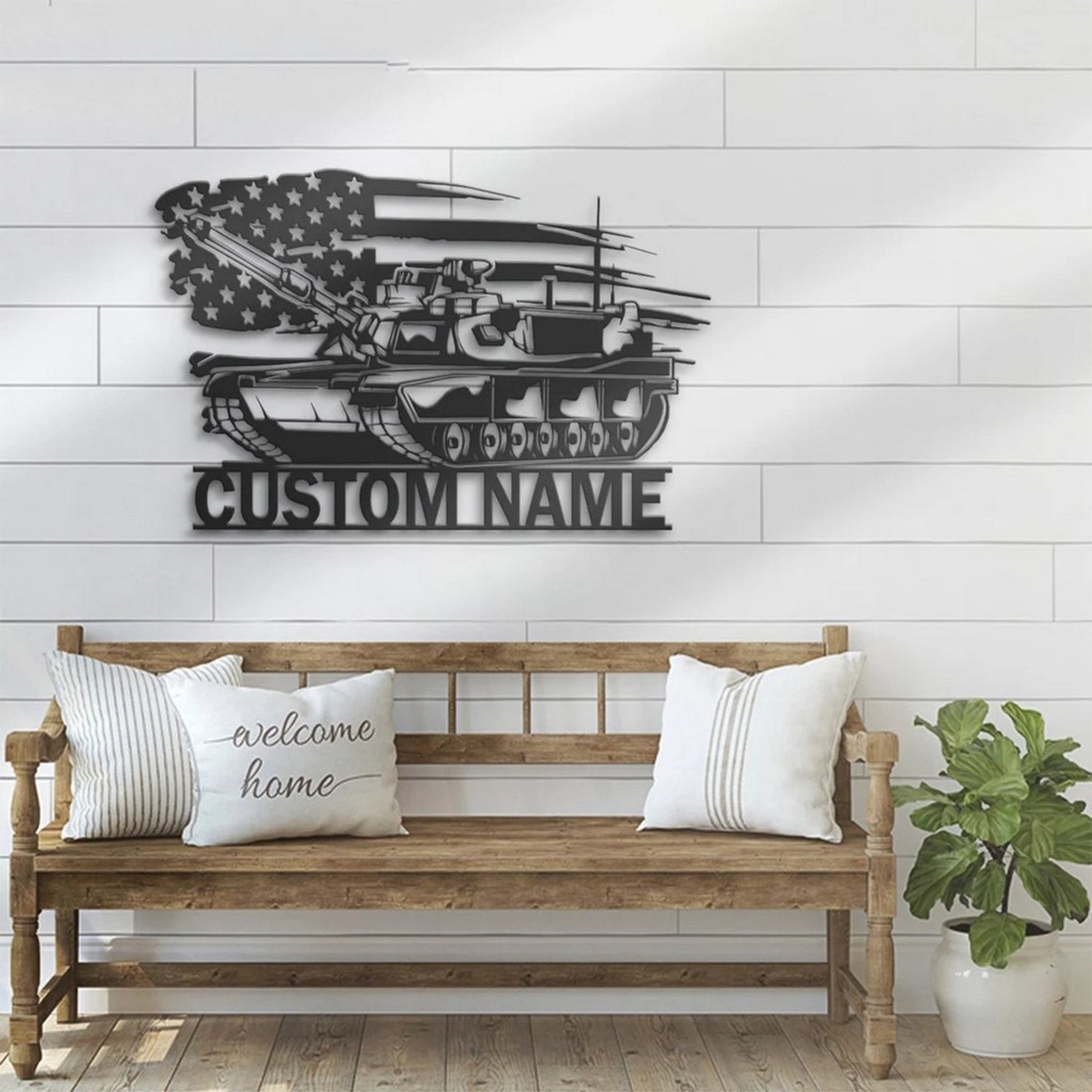 Premium Custom US Veteran Metal Signs VPVC901010, Custom US Tank Soldier Military Metal Wall Art Personalized Metal Name Sign Gift for Veteran