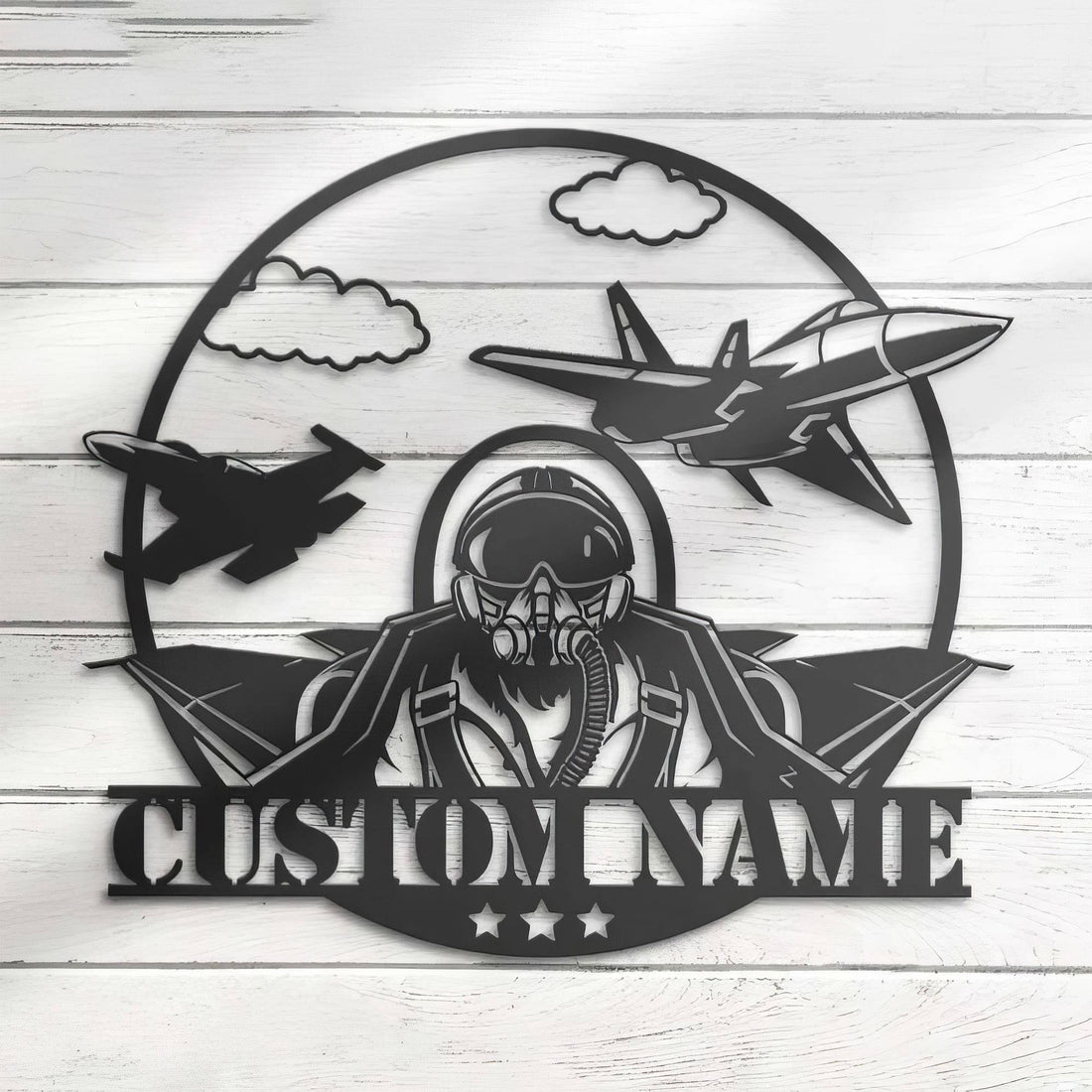 Premium Custom US Veteran Metal Signs VPVC901012, Fighter Jet Pilot Metal Military Signs Aircraft Air Force Name Sign Personalized Metal Signs