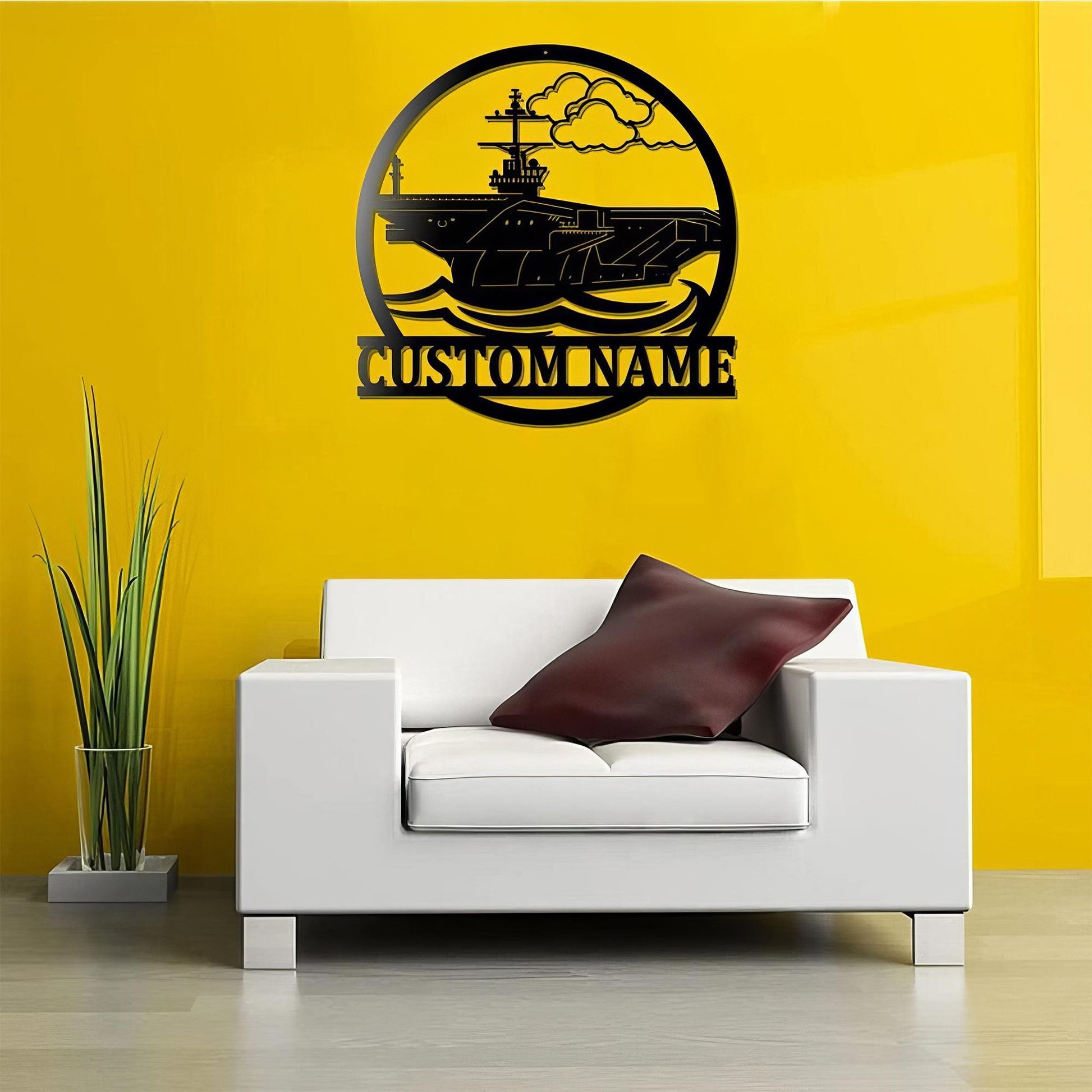 Premium Custom US Veteran Metal Signs VPVC901019, Aircraft Carrier Navy Sign Independence Day Veteran Day Patriotic Decor Gift