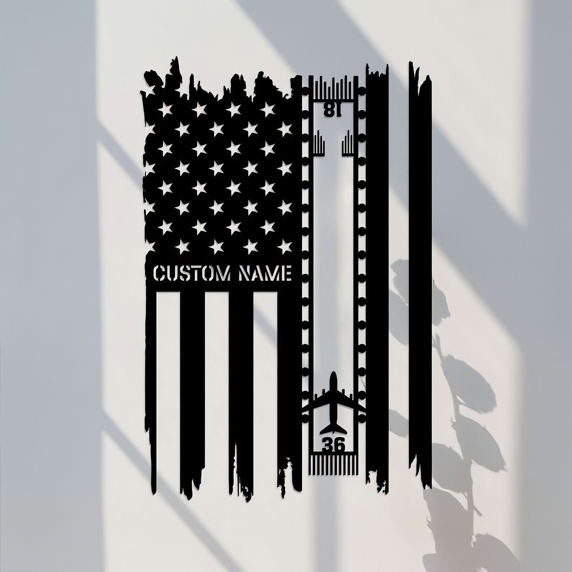 Premium Custom US Veteran Metal Signs VPVC901021, Personalized Airplane American Flag Sign Independence Day Veteran Day Patriotic Decor Custom Metal Sign