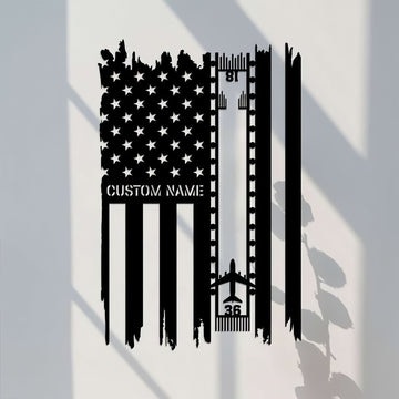 Premium Custom US Veteran Metal Signs VPVC901021, Personalized Airplane American Flag Sign Independence Day Veteran Day Patriotic Decor Custom Metal Sign