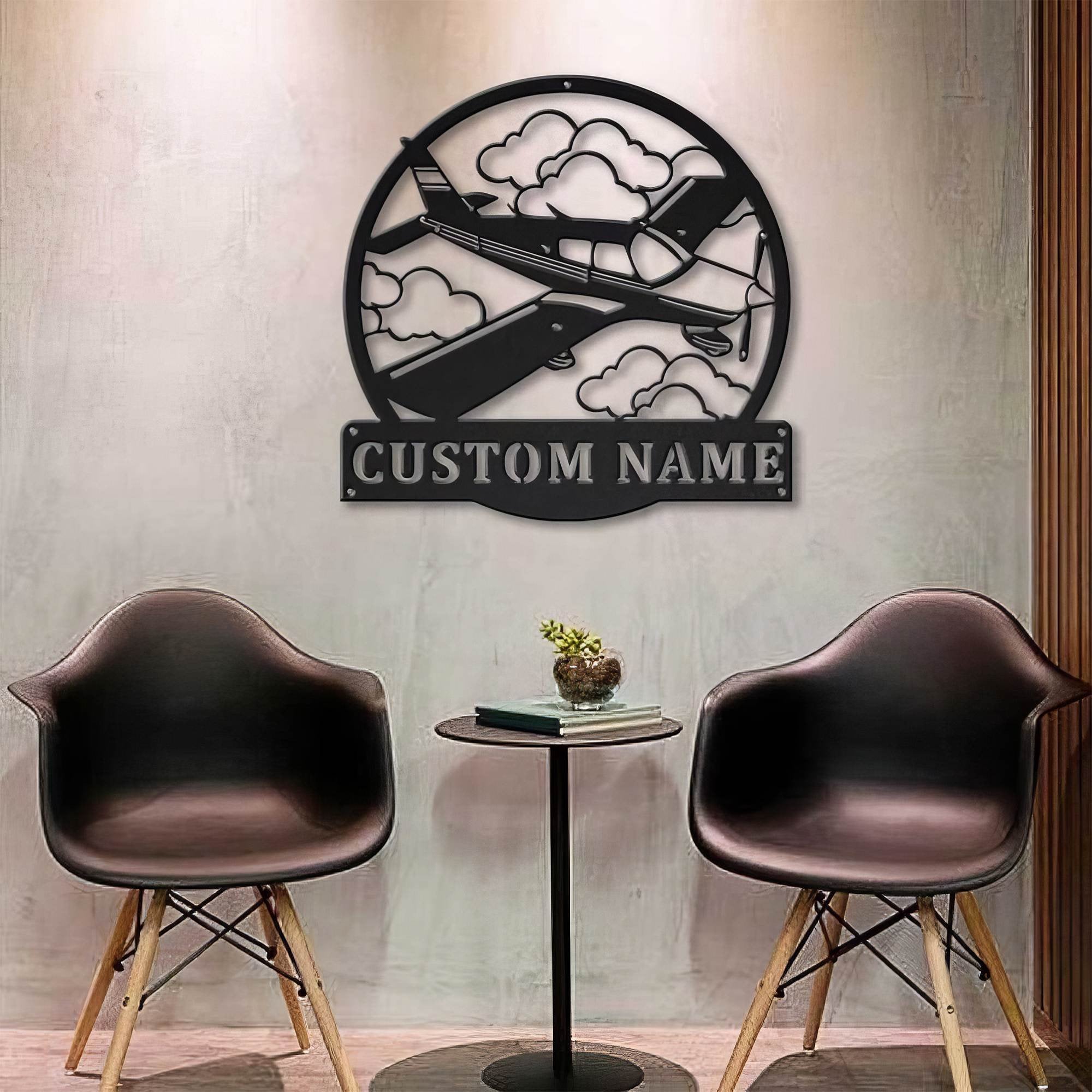 Premium Custom US Veteran Metal Signs VPVC901022, Personalized Airplane Monogram Sign Aircraft Hangar Pilot Name Sign Airforce Patriotic Decor Gift