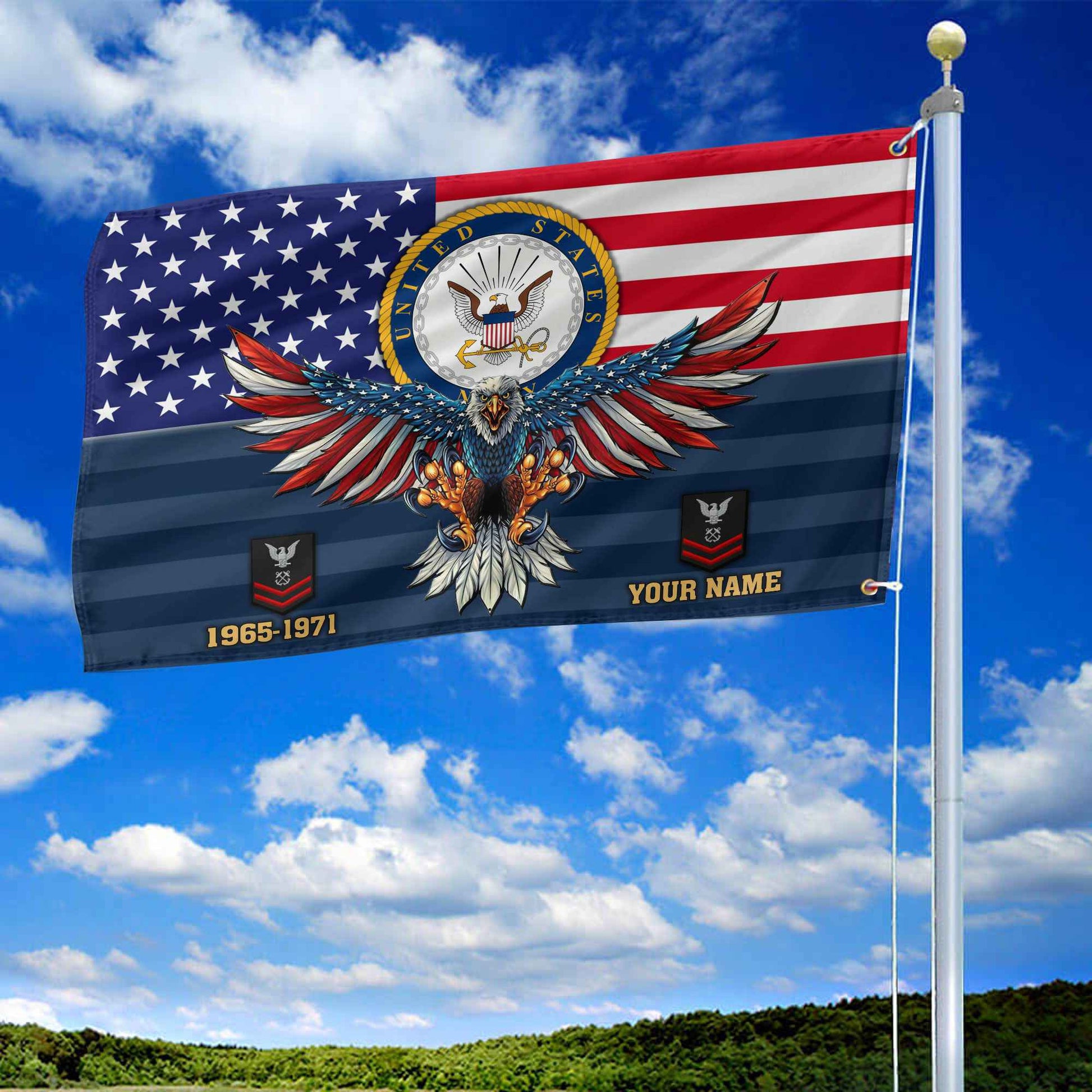 Premium Custom US Navy Grommet Flag VPVC109002, Gifts For Navy Veteran, Gifts For Dad, For Husband, Best Gifts On Father's Day, Armed Forces Day, Independence Day, Veterans Day.