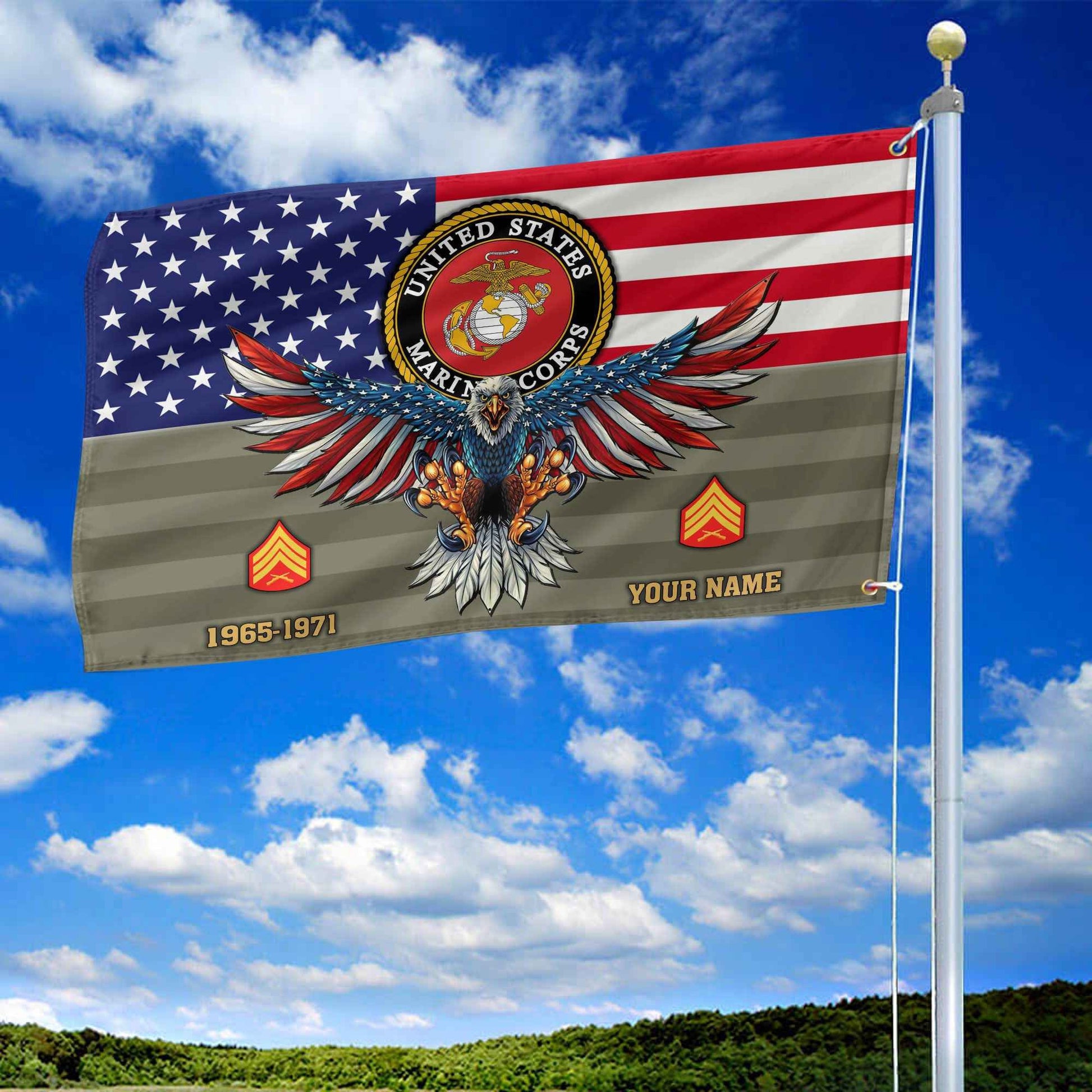 Premium Custom USMC Grommet Flag VPVC109011, Gifts For Marine Veteran, Gifts For Dad, For Husband, Best Gifts On Father's Day, Armed Forces Day, Independence Day, Veterans Day.