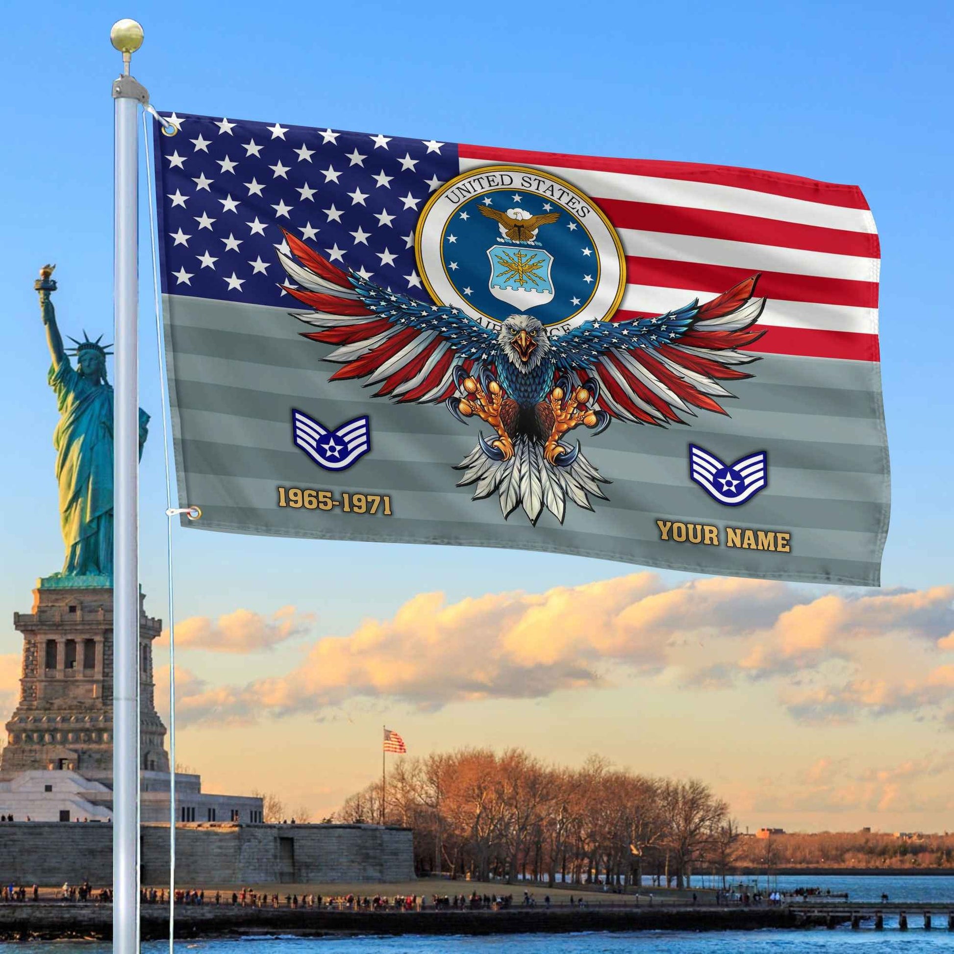 Premium Custom USAF Grommet Flag VPVC109004, Gifts For Air Force Veteran, Gifts For Dad, For Husband, Best Gifts On Father's Day, Armed Forces Day, Independence Day, Veterans Day.