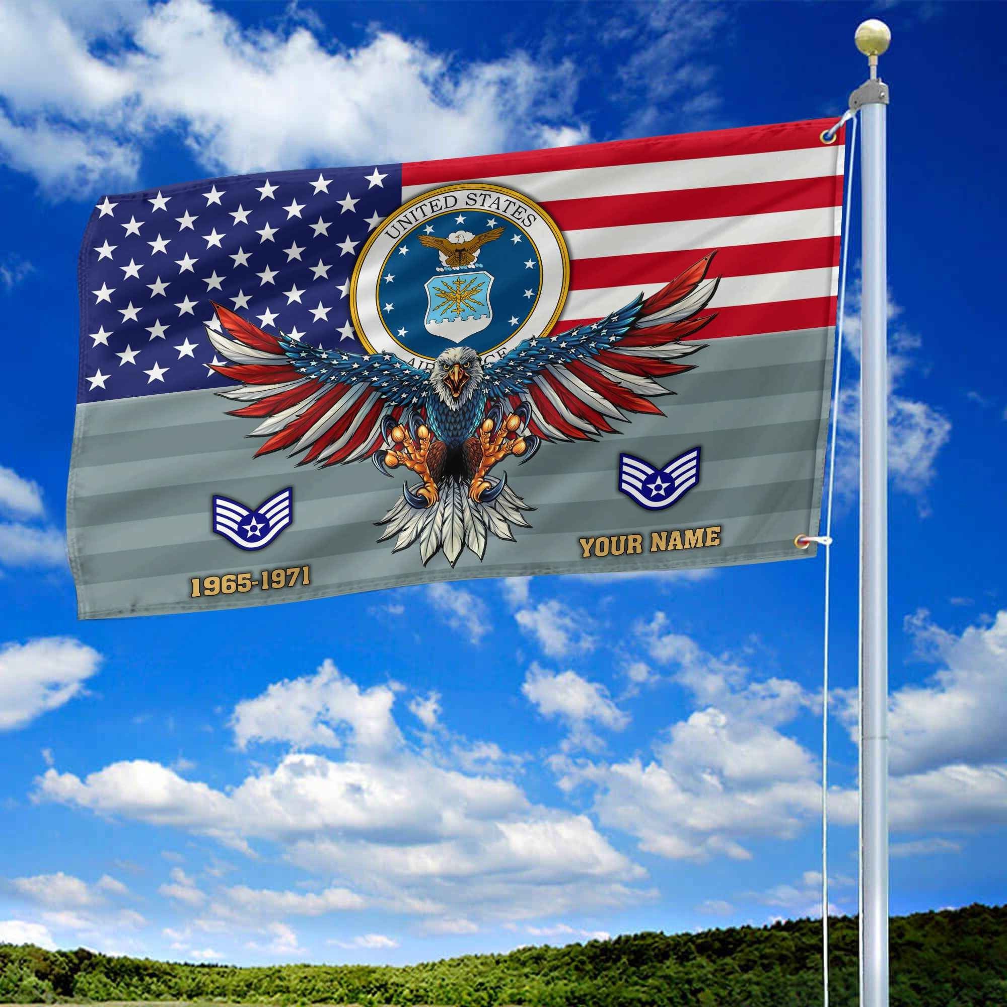 Premium Custom USAF Grommet Flag VPVC109004, Gifts For Air Force Veteran, Gifts For Dad, For Husband, Best Gifts On Father's Day, Armed Forces Day, Independence Day, Veterans Day.
