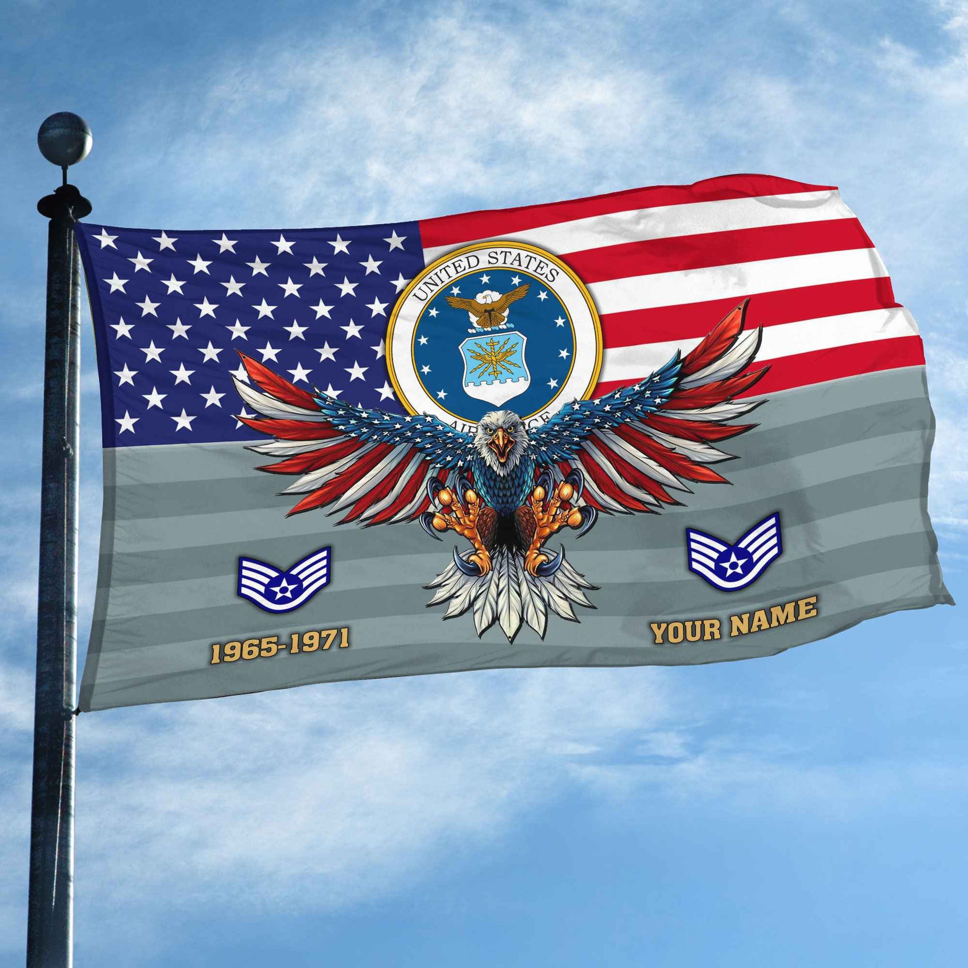 Premium Custom USAF Grommet Flag VPVC109004, Gifts For Air Force Veteran, Gifts For Dad, For Husband, Best Gifts On Father's Day, Armed Forces Day, Independence Day, Veterans Day.