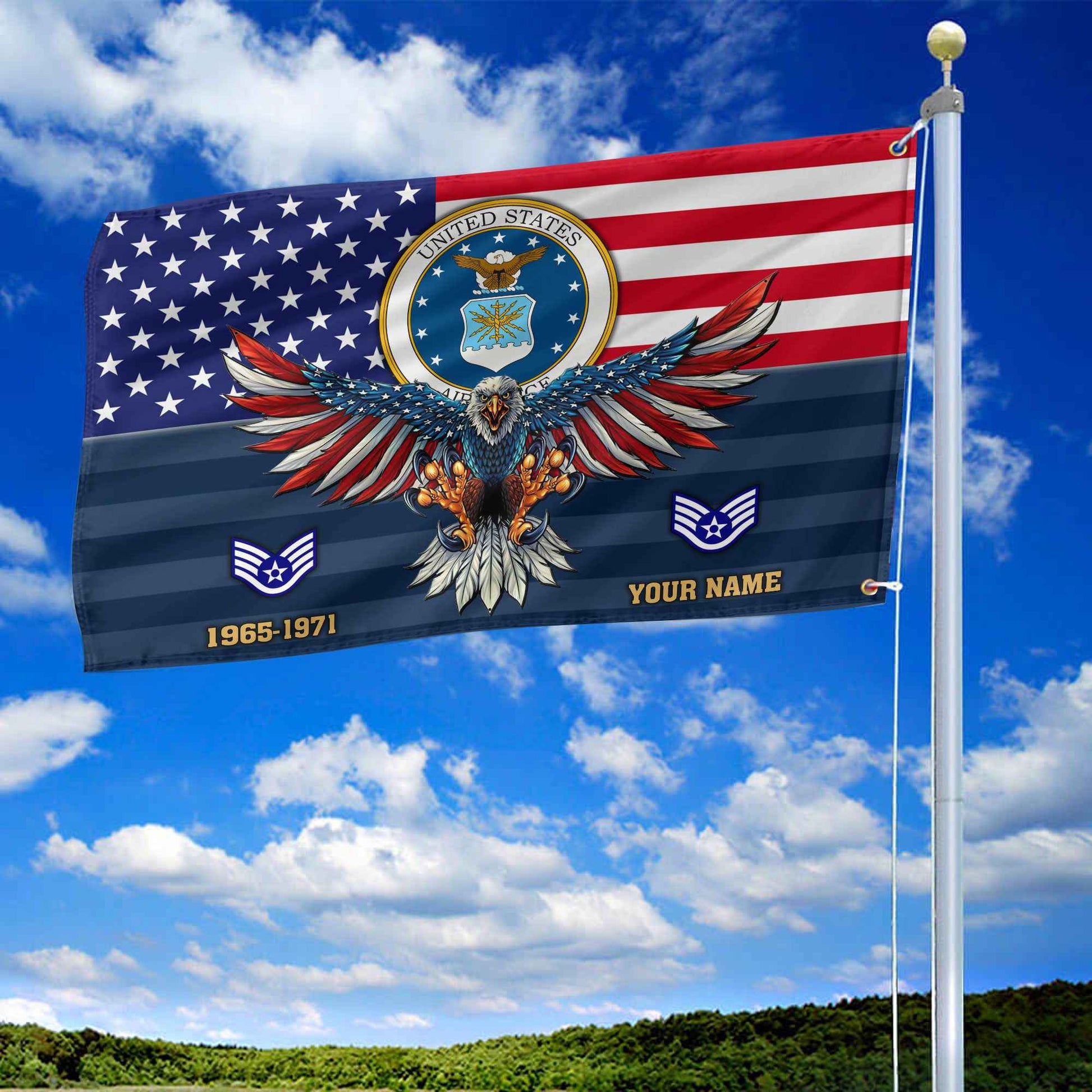 Premium Custom USAF Grommet Flag VPVC109012, Gifts For Air Force Veteran, Gifts For Dad, For Husband, Best Gifts On Father's Day, Armed Forces Day, Independence Day, Veterans Day.