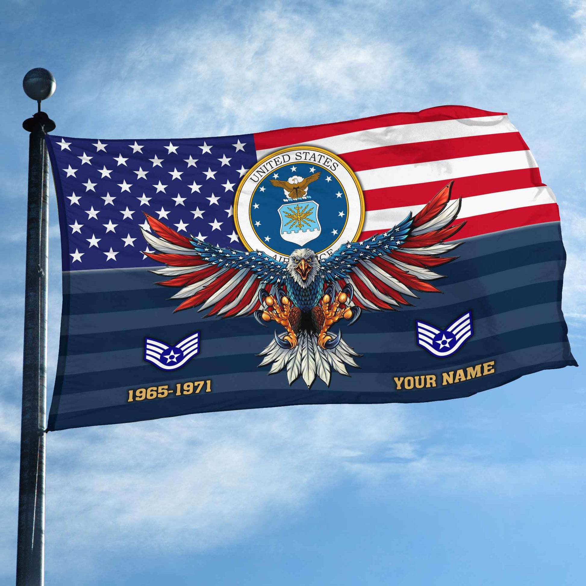 Premium Custom USAF Grommet Flag VPVC109012, Gifts For Air Force Veteran, Gifts For Dad, For Husband, Best Gifts On Father's Day, Armed Forces Day, Independence Day, Veterans Day.