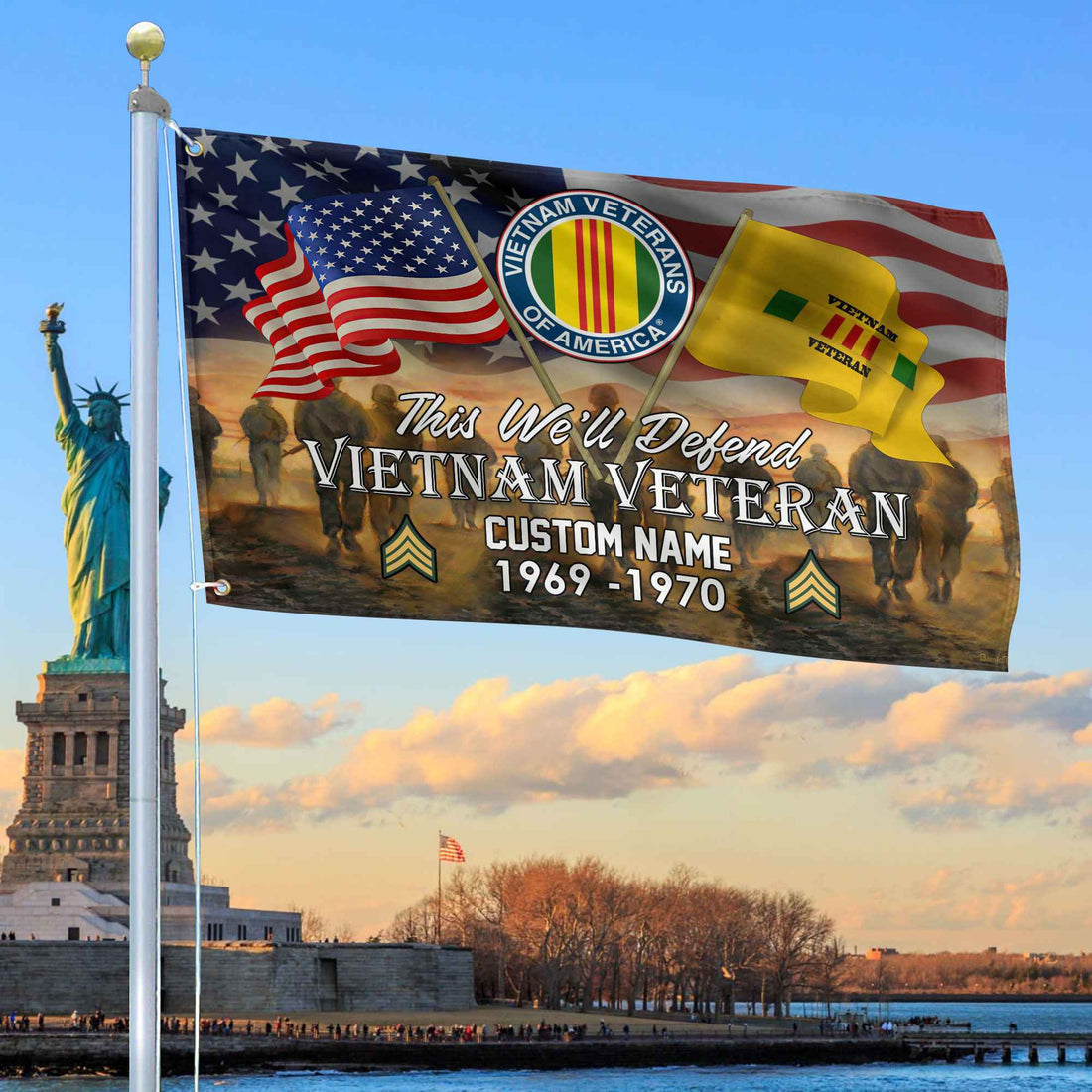 Unique Custom Name, Rank, Year, Vietnam Veteran Grommet Flag VPVC109106, Gifts For Vietnam Veteran, Gifts For Dad, For Husband, Best Gifts On Father's Day, Independence Day, Veterans Day.