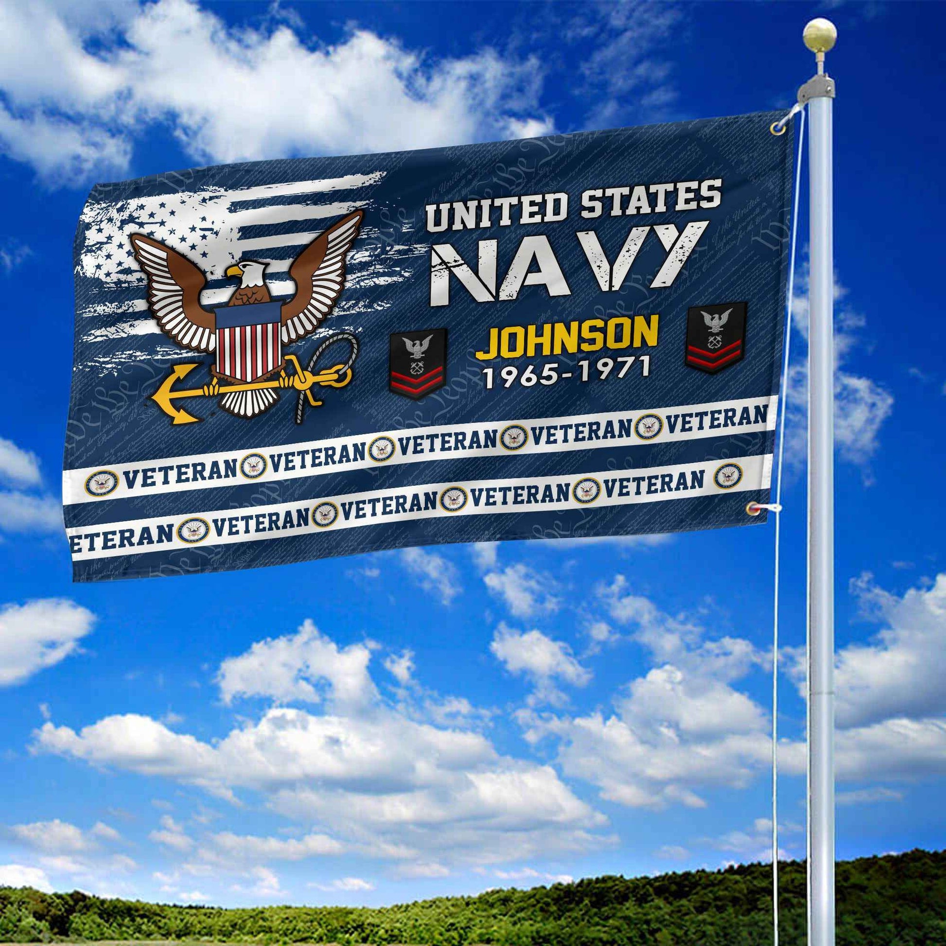 Premium Custom US Navy Grommet Flag VPVC109202, Gifts For Navy Veteran, Best Gifts On Father's Day, Armed Forces Day, Independence Day, Veterans Day.