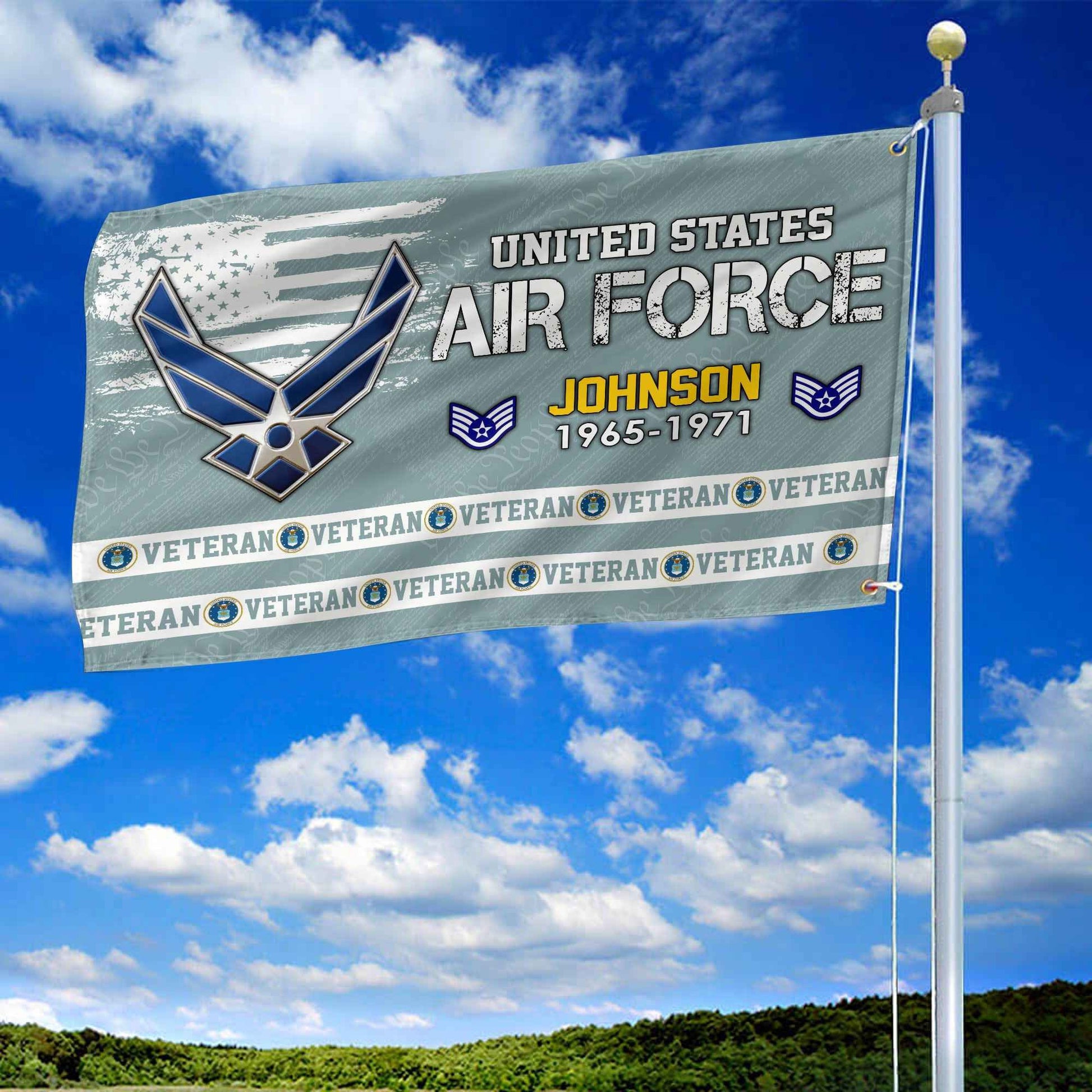 Premium Custom USAF Grommet Flag VPVC109204, Gifts For Air Force Veteran, Best Gifts On Father's Day, Armed Forces Day, Independence Day, Veterans Day.