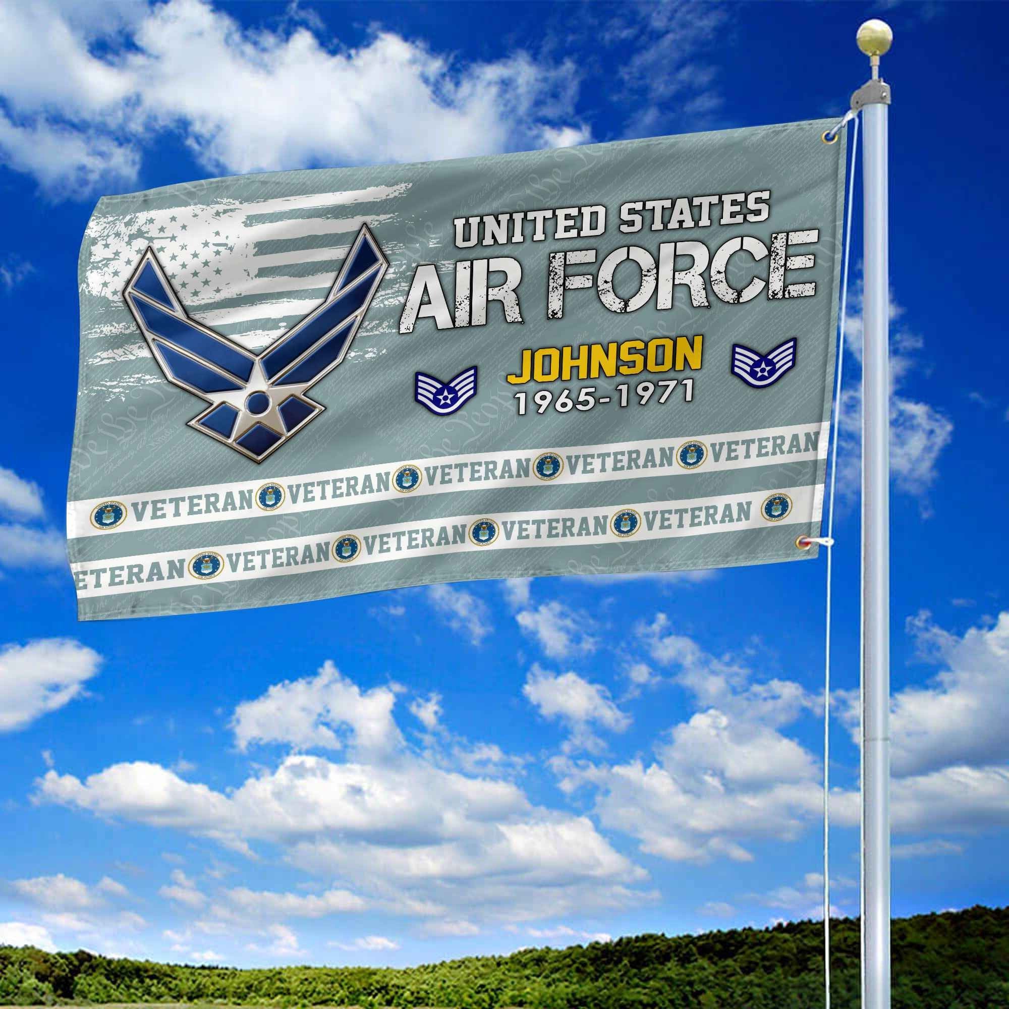 Premium Custom USAF Grommet Flag VPVC109204, Gifts For Air Force Veteran, Best Gifts On Father's Day, Armed Forces Day, Independence Day, Veterans Day.