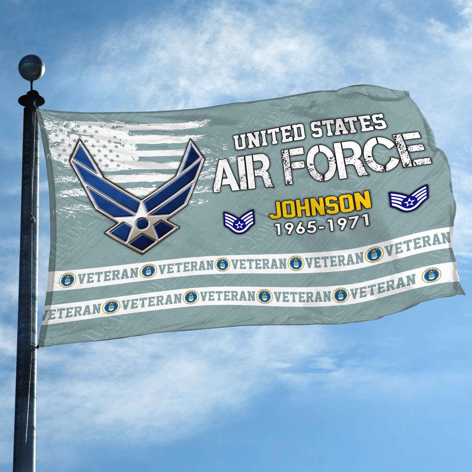 Premium Custom USAF Grommet Flag VPVC109204, Gifts For Air Force Veteran, Best Gifts On Father's Day, Armed Forces Day, Independence Day, Veterans Day.