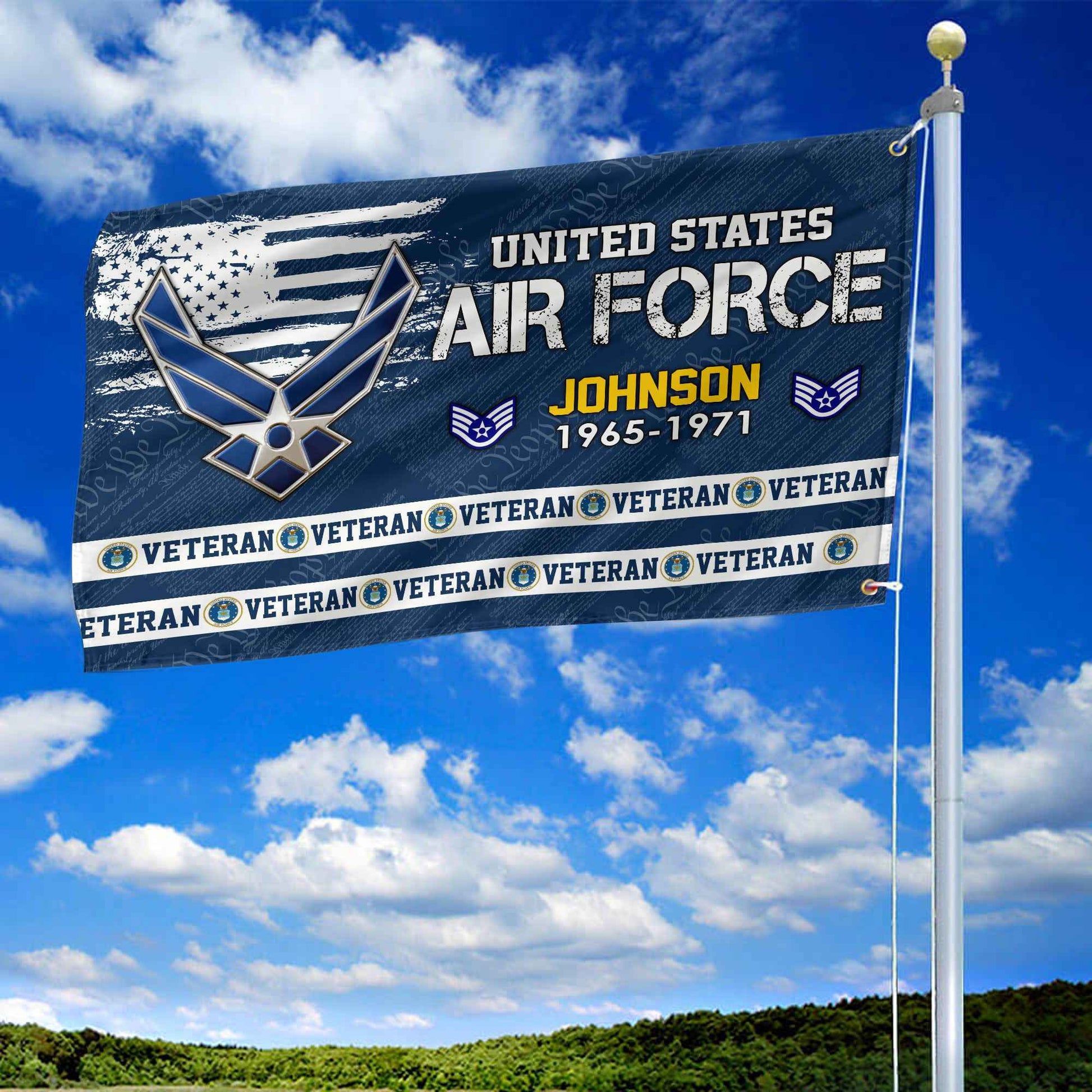 Premium Custom USAF Grommet Flag VPVC109212, Gifts For Air Force Veteran, Best Gifts On Father's Day, Armed Forces Day, Independence Day, Veterans Day.