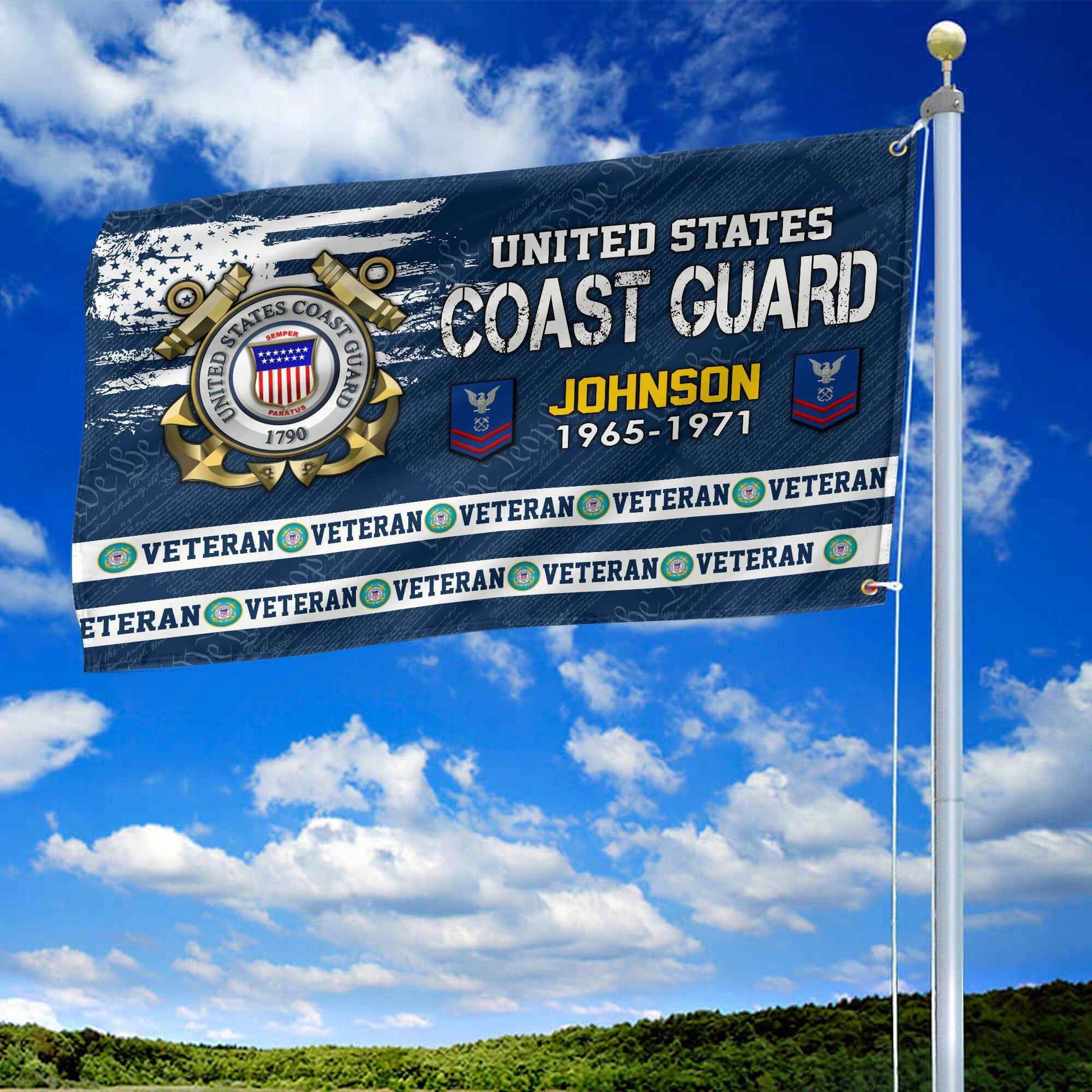 Premium Custom USCG Grommet Flag VPVC109205, Gifts For Coast Guard Veteran, Best Gifts On Father's Day, Armed Forces Day, Independence Day, Veterans Day.