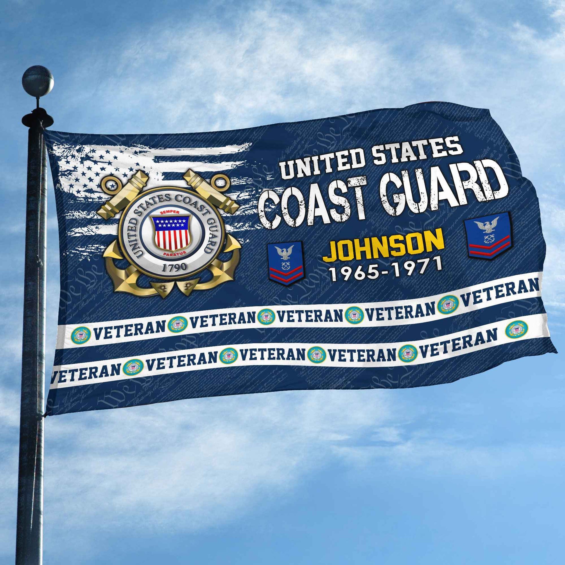 Premium Custom USCG Grommet Flag VPVC109205, Gifts For Coast Guard Veteran, Best Gifts On Father's Day, Armed Forces Day, Independence Day, Veterans Day.