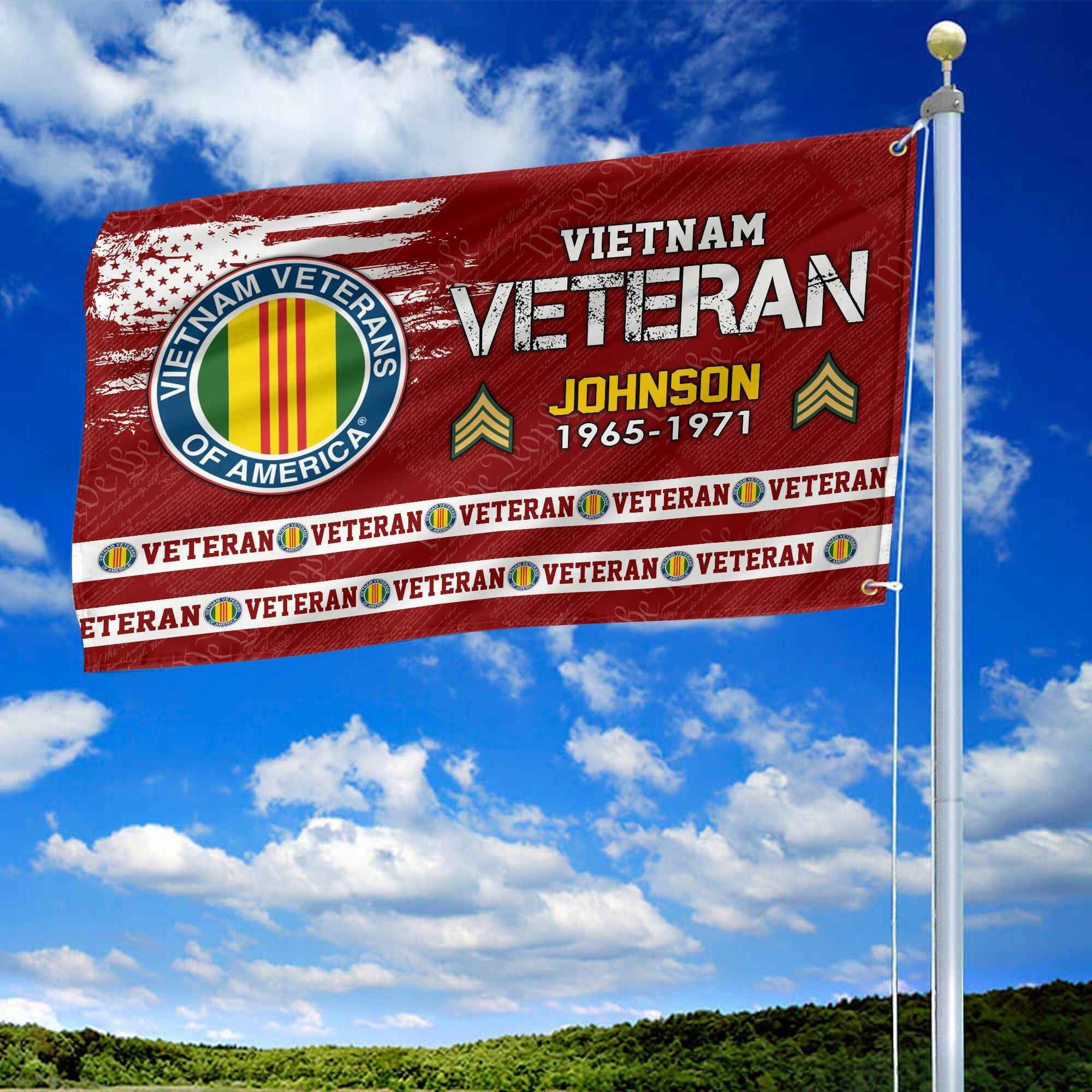 Premium Custom Vietnam Veteran Grommet Flag VPVC109206, Gifts For Vietnam Veteran, Best Gifts On Father's Day, Armed Forces Day, Independence Day, Veterans Day.