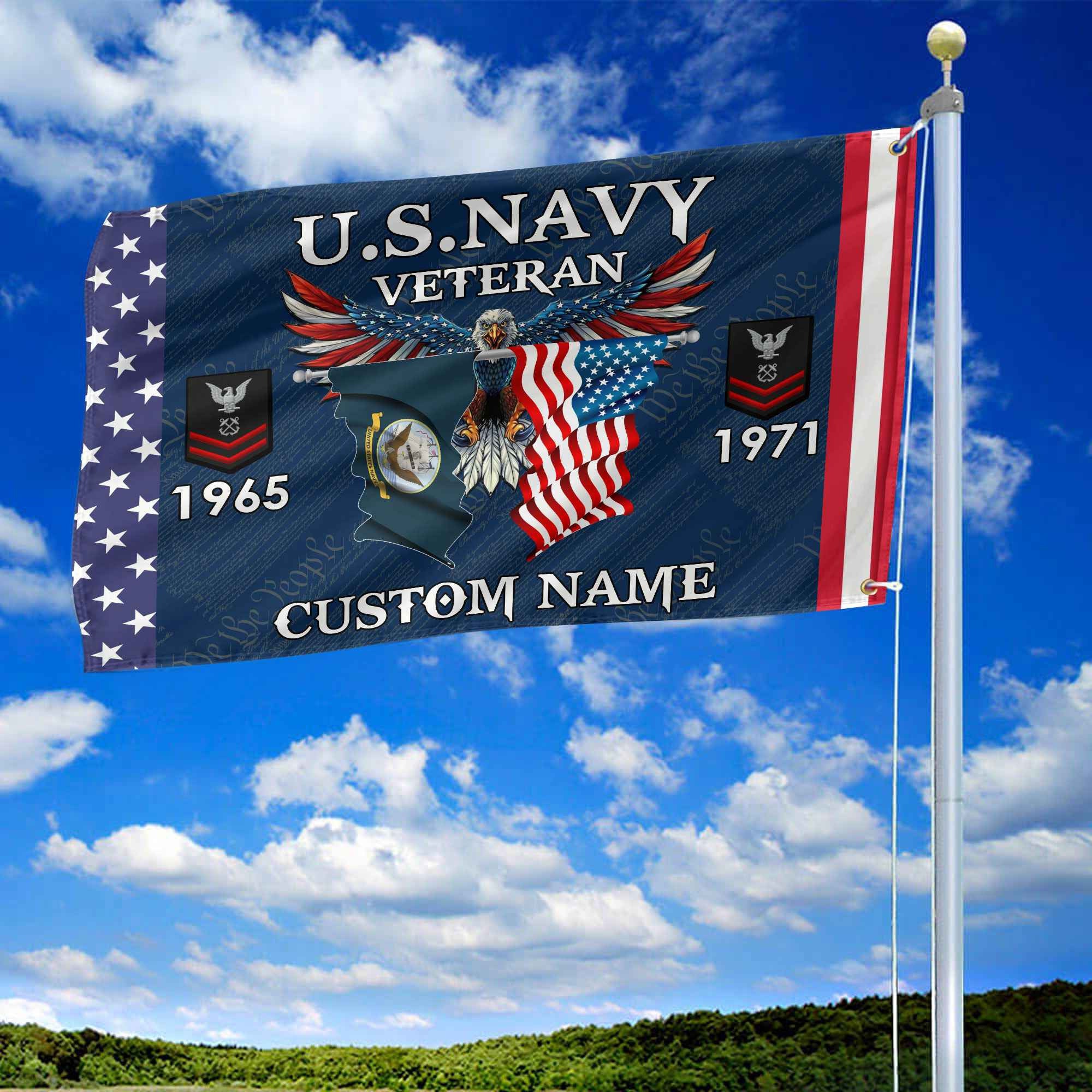 US Navy Custom Grommet Flag VPVC109302, Gifts For Navy Veteran, Best Gifts On Father's Day, Armed Forces Day, Independence Day, Veterans Day.