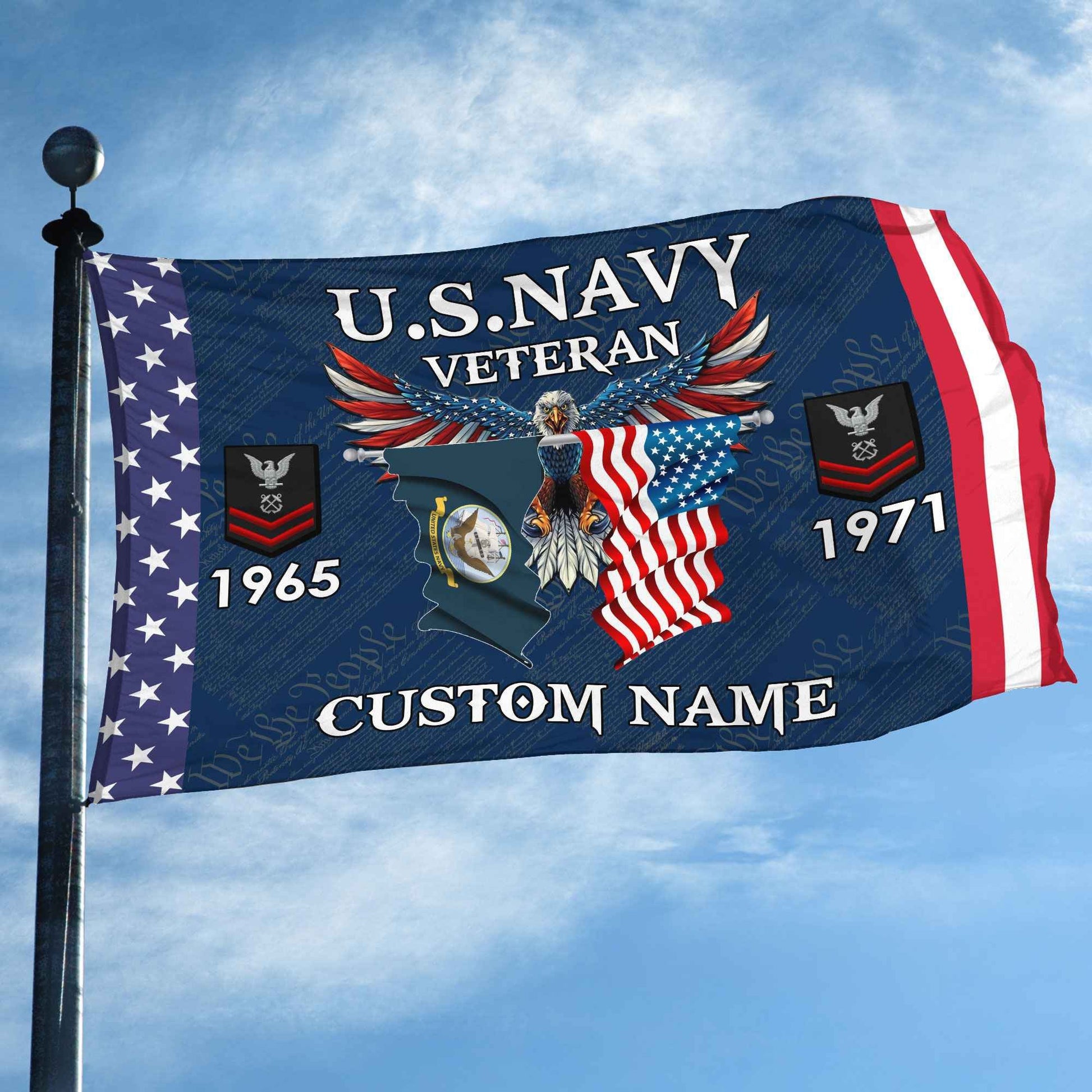 US Navy Custom Grommet Flag VPVC109302, Gifts For Navy Veteran, Best Gifts On Father's Day, Armed Forces Day, Independence Day, Veterans Day.