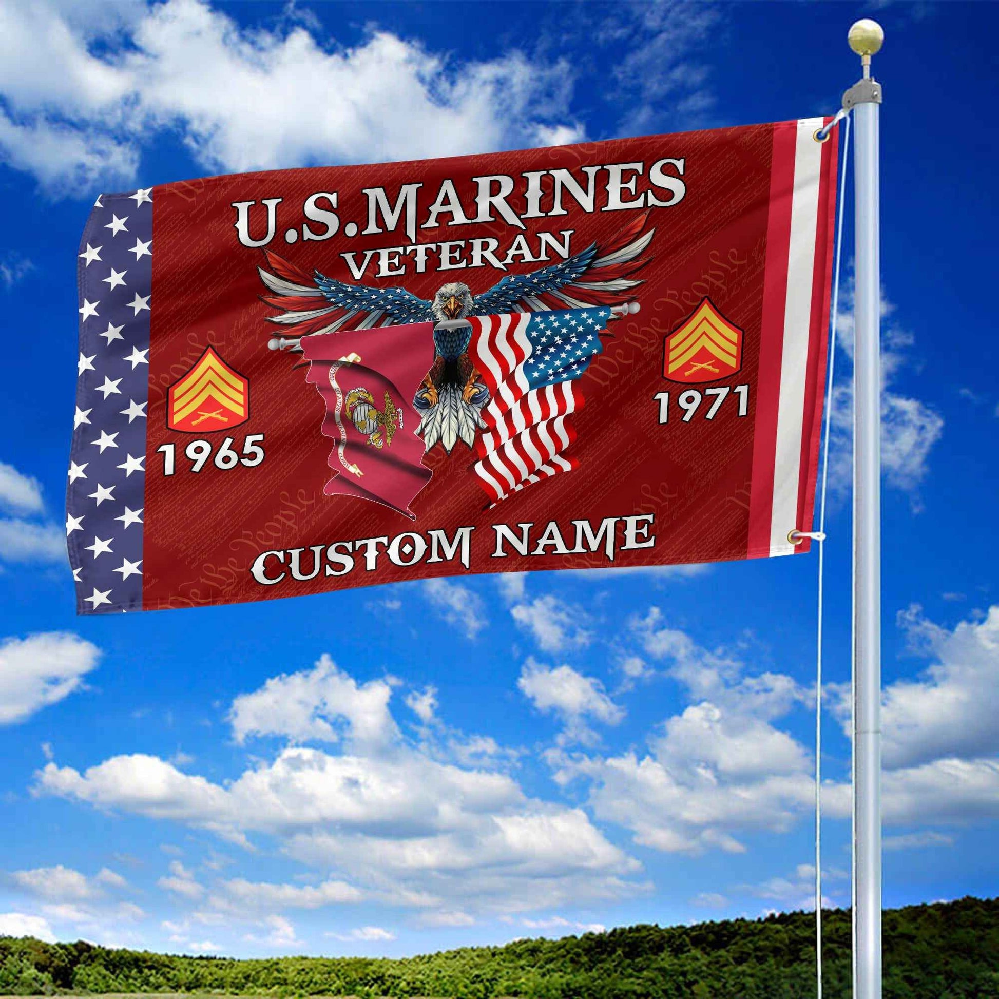 USMC Custom Grommet Flag VPVC109303, Gifts For Marine Veteran, Best Gifts On Father's Day, Armed Forces Day, Independence Day, Veterans Day.