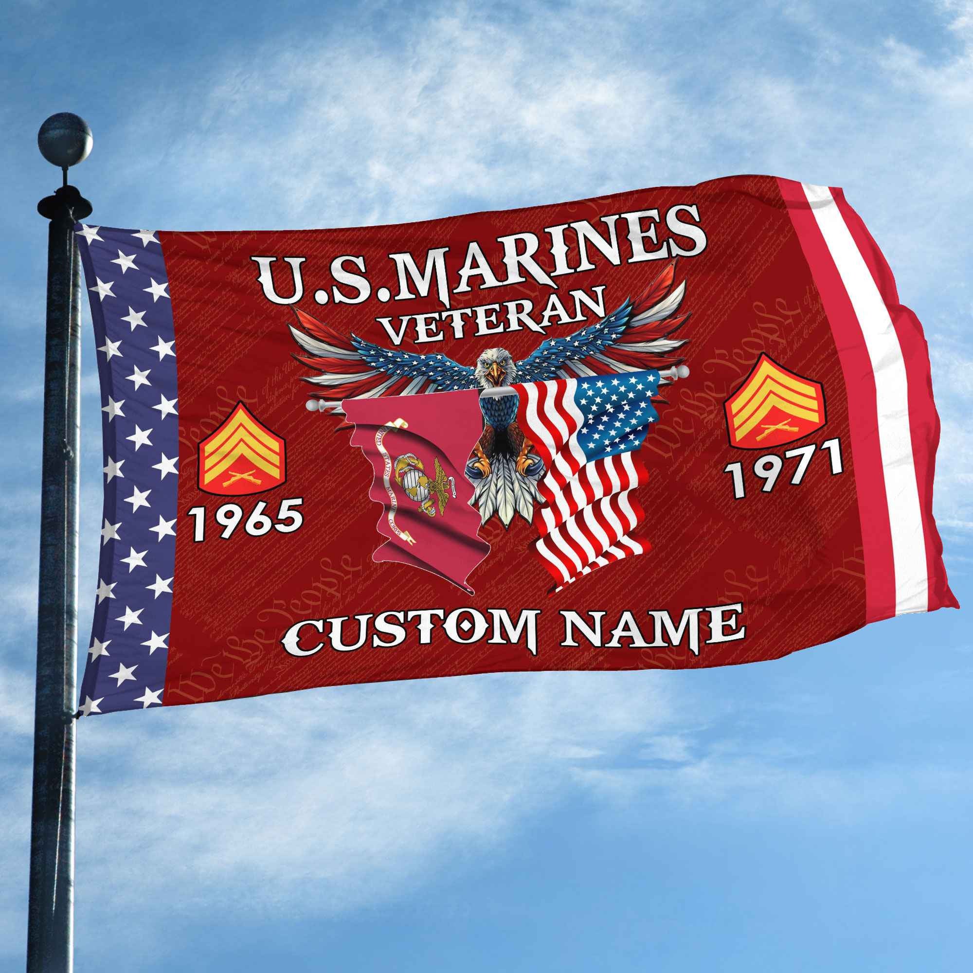 USMC Custom Grommet Flag VPVC109303, Gifts For Marine Veteran, Best Gifts On Father's Day, Armed Forces Day, Independence Day, Veterans Day.