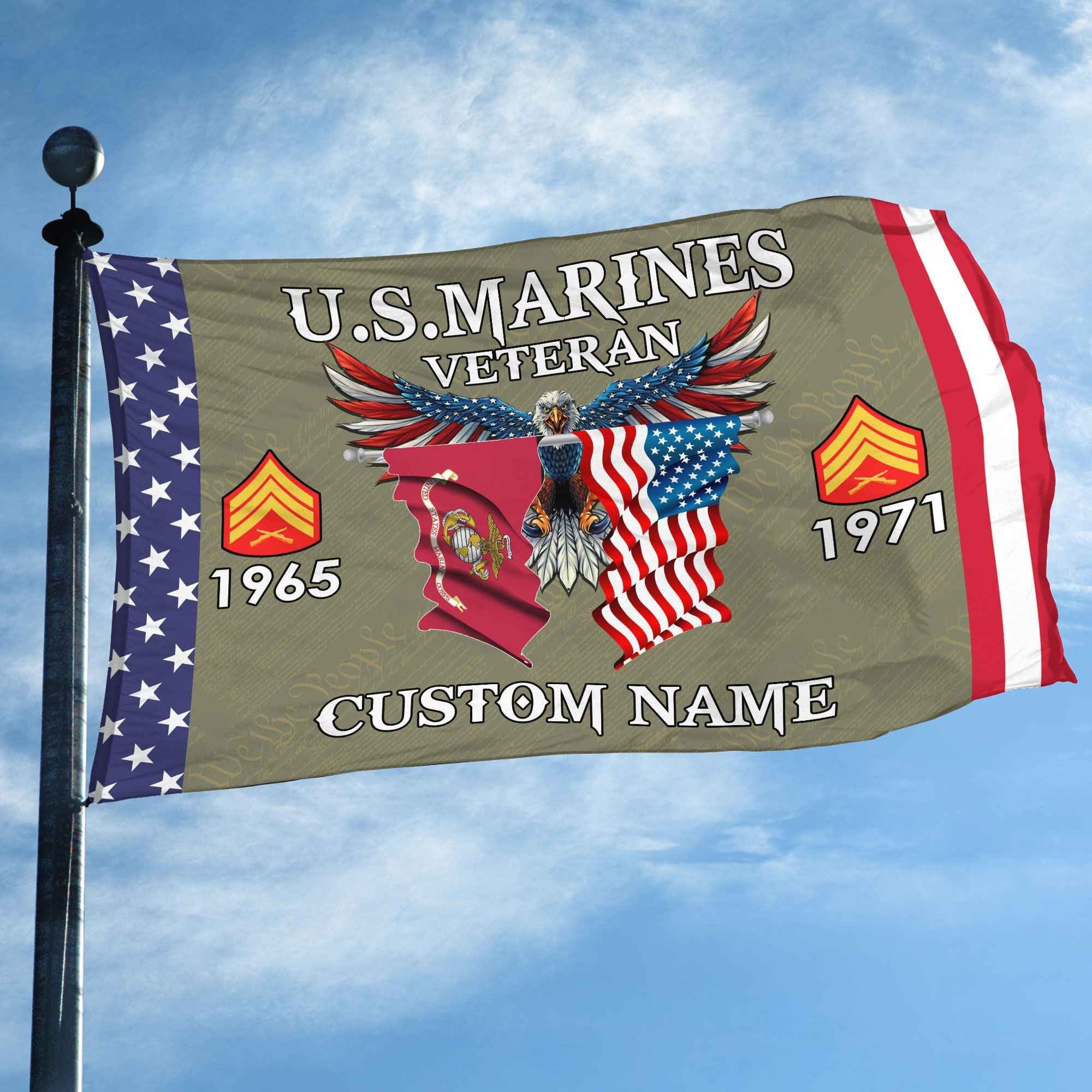 USMC Custom Grommet Flag VPVC109311, Gifts For Marine Veteran, Best Gifts On Father's Day, Armed Forces Day, Independence Day, Veterans Day.