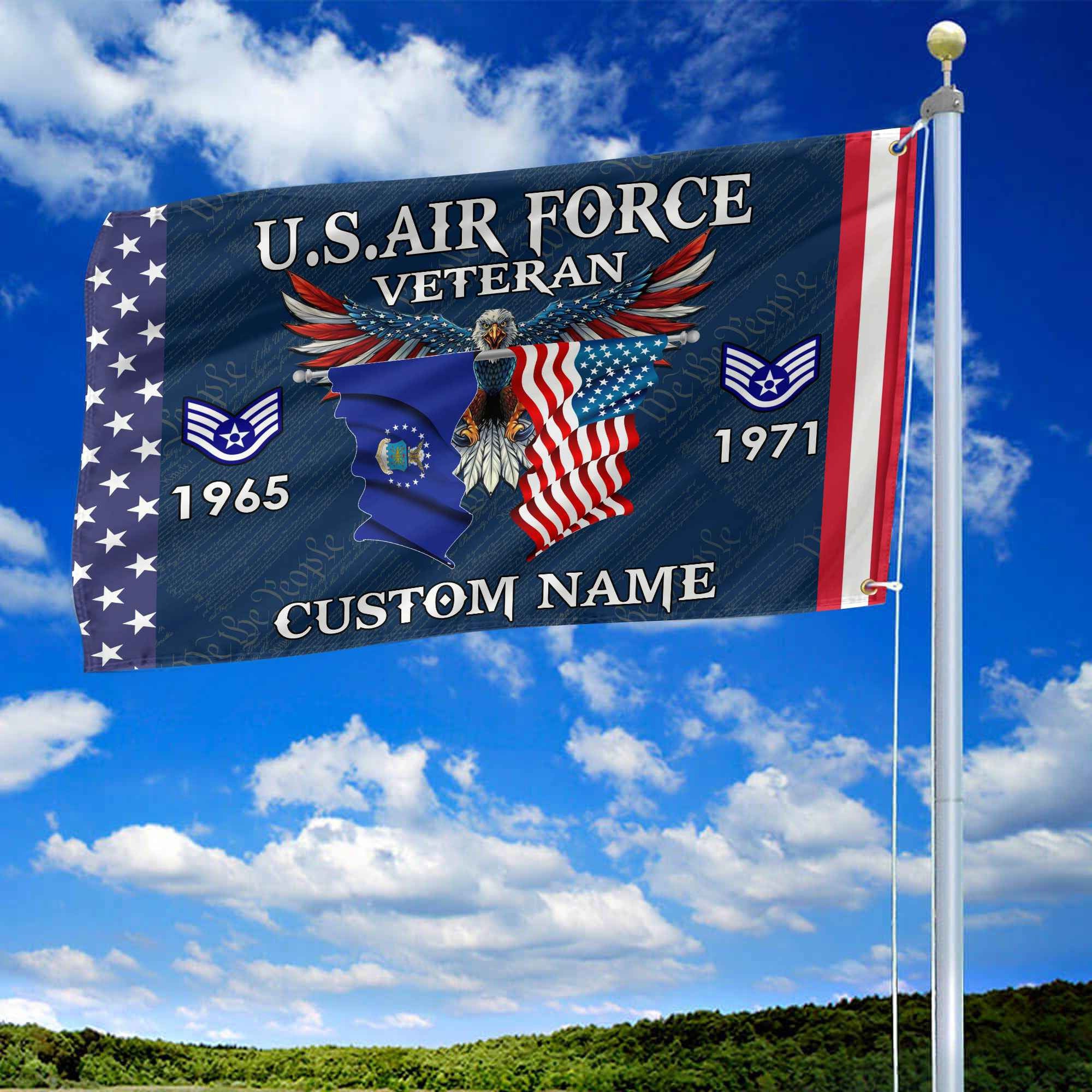 USAF Custom Grommet Flag VPVC109312, Gifts For Air Force Veteran, Best Gifts On Father's Day, Armed Forces Day, Independence Day, Veterans Day.