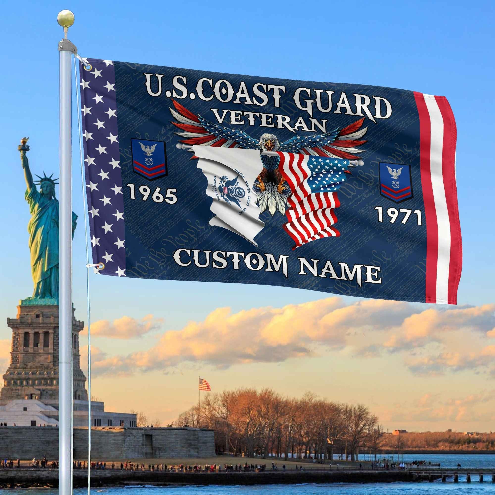 USCG Custom Grommet Flag VPVC109305, Gifts For Coast Guard Veteran, Best Gifts On Father's Day, Armed Forces Day, Independence Day, Veterans Day.