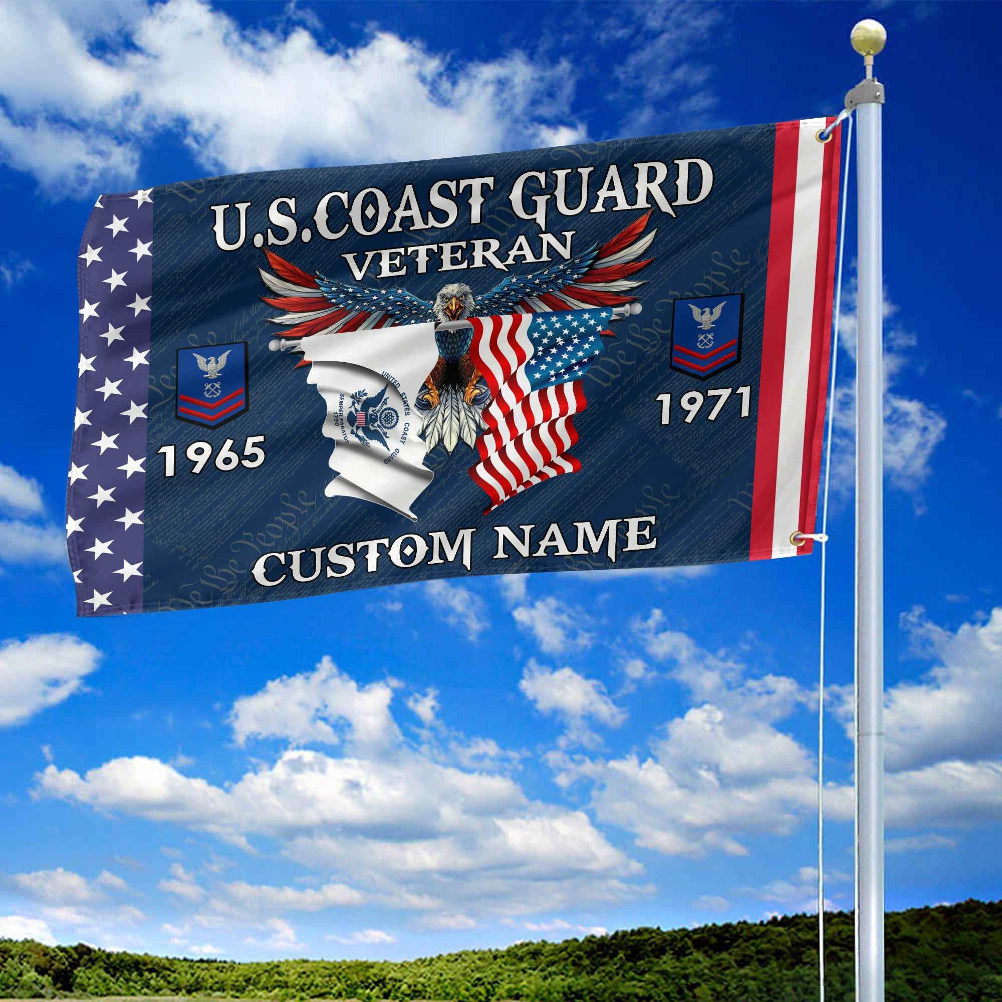 USCG Custom Grommet Flag VPVC109305, Gifts For Coast Guard Veteran, Best Gifts On Father's Day, Armed Forces Day, Independence Day, Veterans Day.