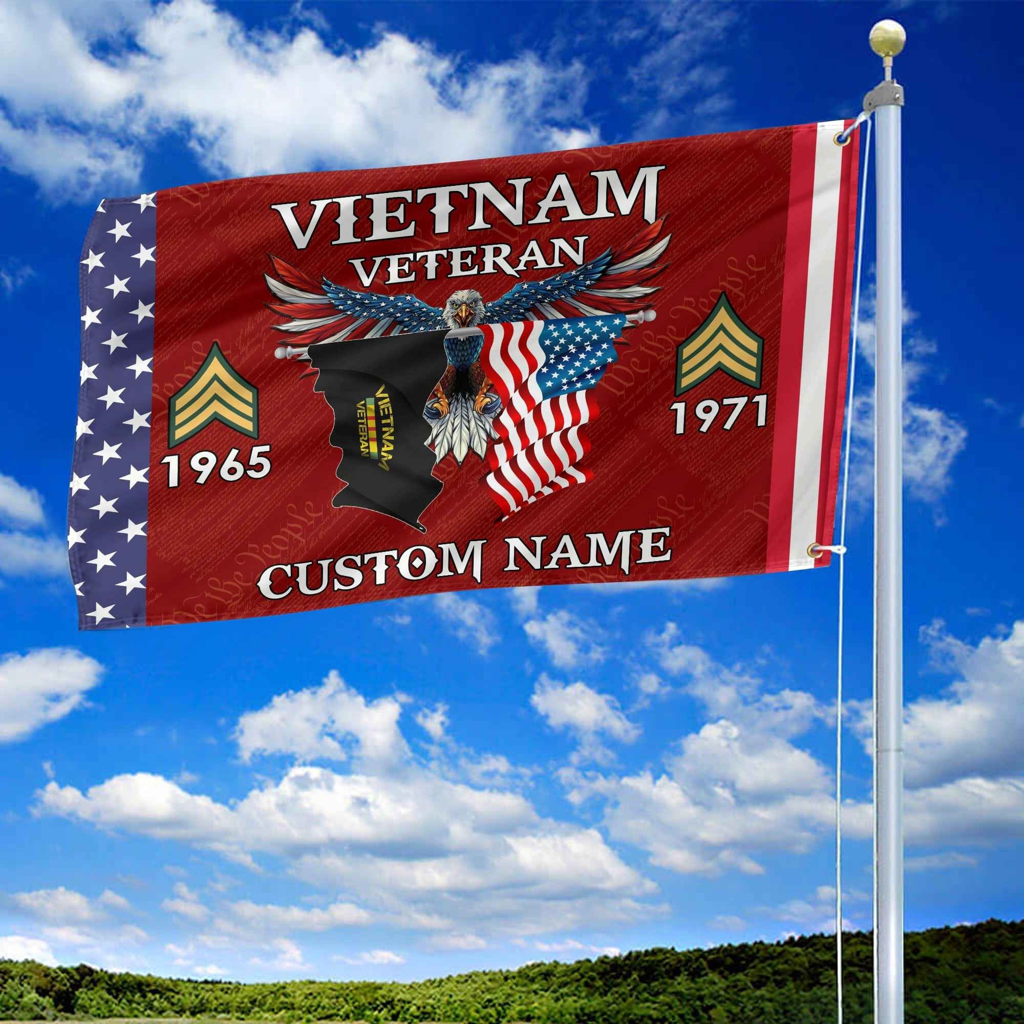 Vietnam Veteran Custom Grommet Flag VPVC109306, Gifts For Vietnam Veteran, Best Gifts On Father's Day, Armed Forces Day, Independence Day, Veterans Day.