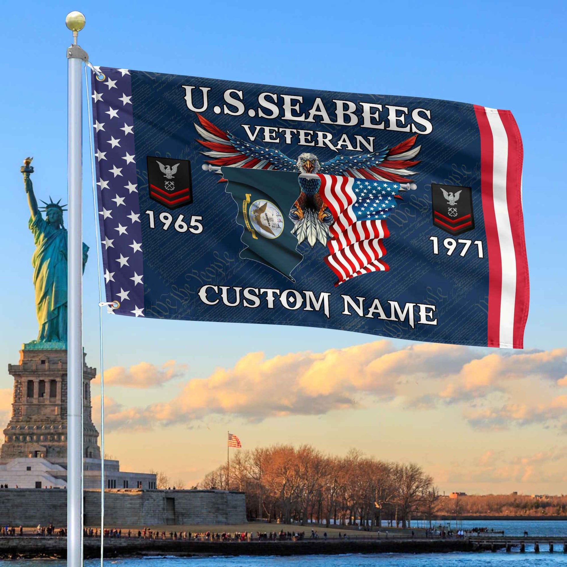 US Seabees Custom Grommet Flag VPVC109309, Gifts For Seabees Veteran, Best Gifts On Father's Day, Armed Forces Day, Independence Day, Veterans Day.