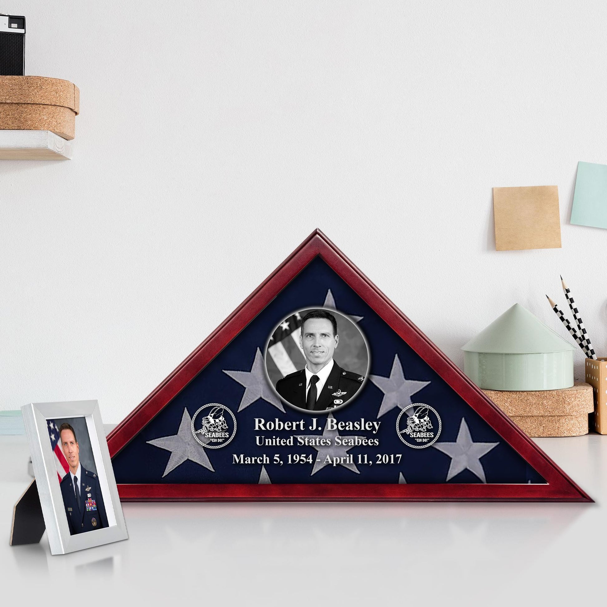 Premium Personalized Flag Case BPVC120301, Flag Box for American Veteran Flag 9.5 X 5 Feet, Flag Display Case for Burial, Flag Wall Mounted, Flag to Display Folded